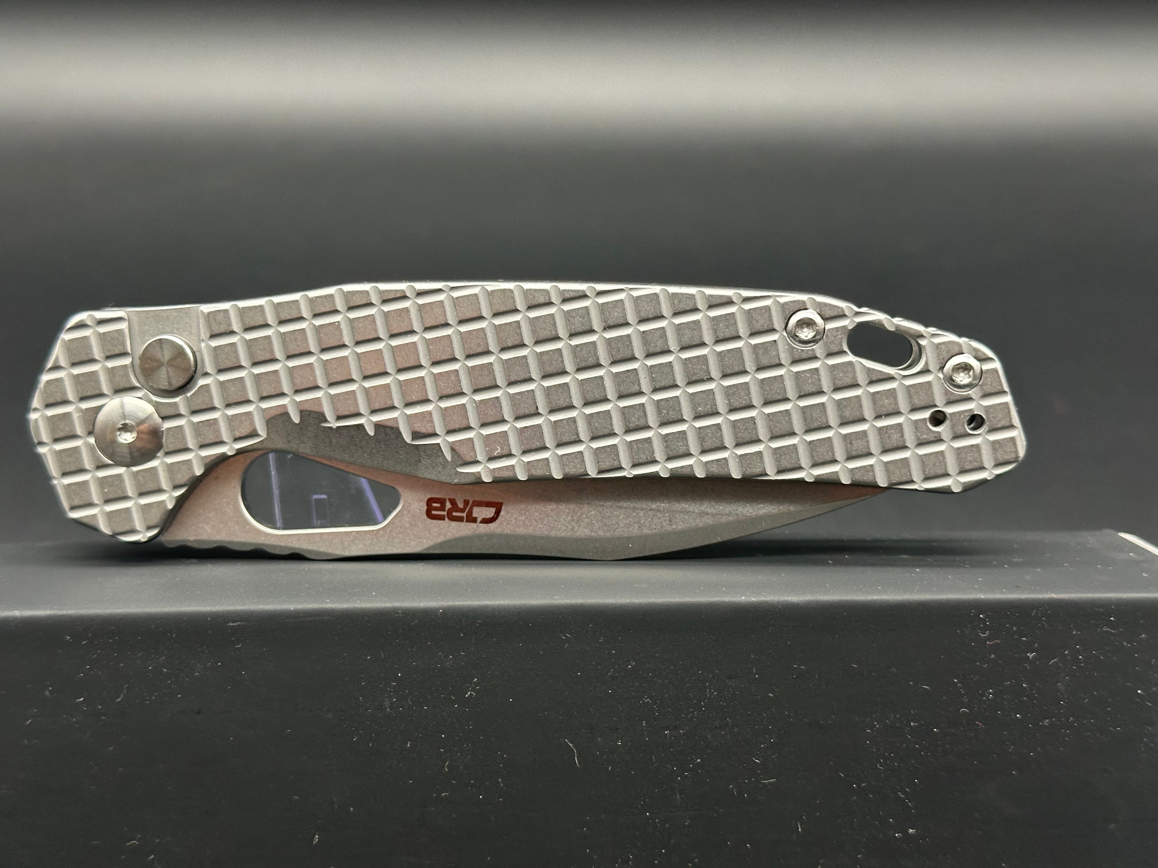 CJRB Frack Pocket Knife - Stainless Steel Handle, AR-RPM9 Blade, Button Lock (Model J1931 FST) - EDC, Outdoor, Camping & Survival Knife