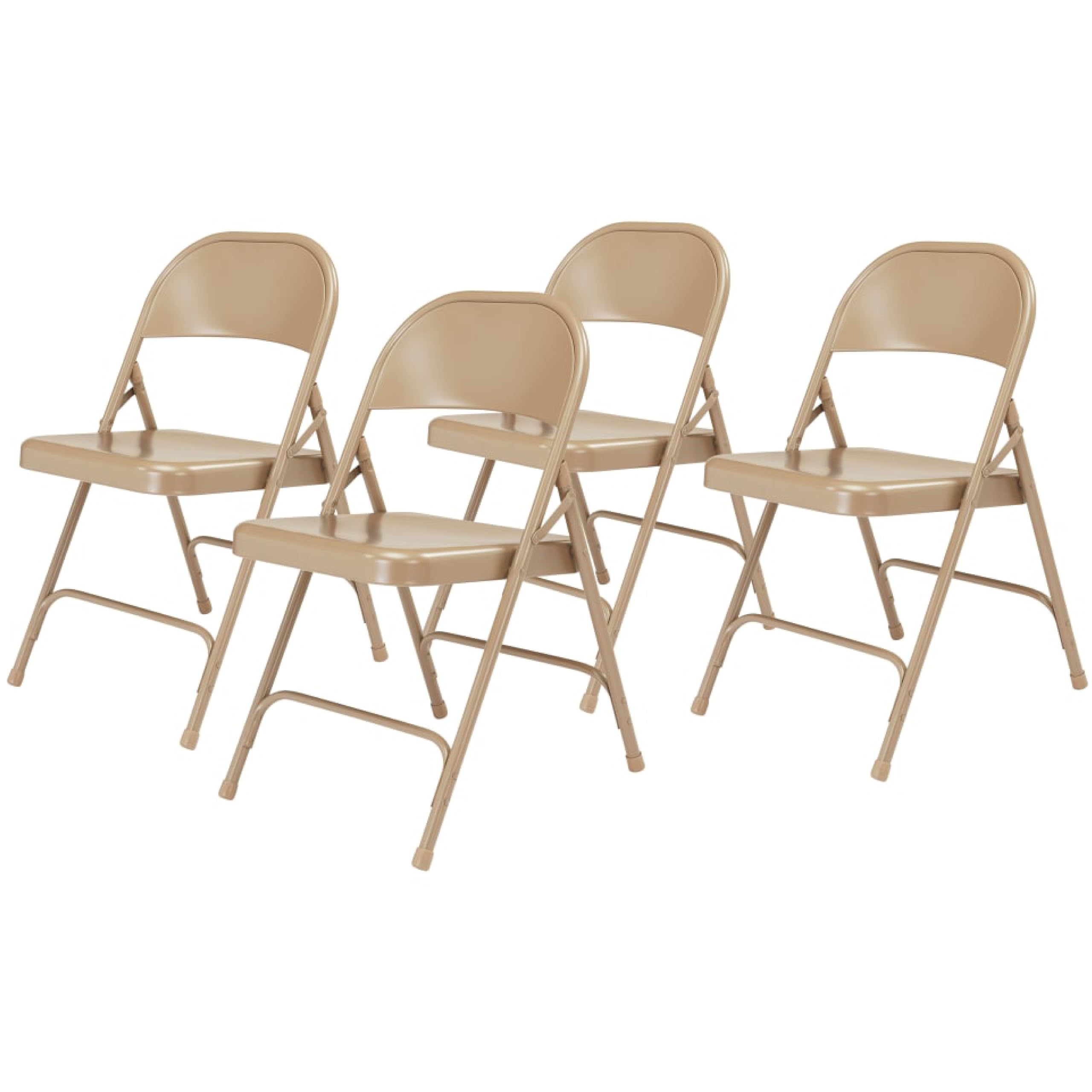 Premium Heavy-Duty Steel Folding Chairs Set of 4 - Portable & Foldable for Indoor Outdoor Use - Durable Institutional-Grade Beige Chairs by National Public Seating - Perfect for Events, Parties, Camping & Office Meetings