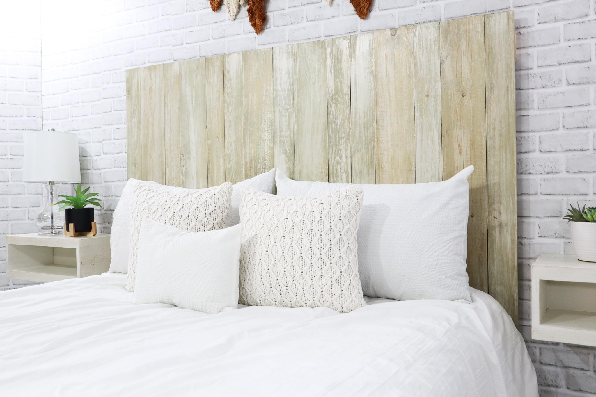 Barn Walls Sagewash Headboard - Farmhouse Style Wooden Headboard with Washed Finish, Floating Panels, Wall Mounted, Adjustable Height, Easy Assembly, King Size Bed Frame - Perfect for Rustic Bedroom Decor & Master Suite Upgrade