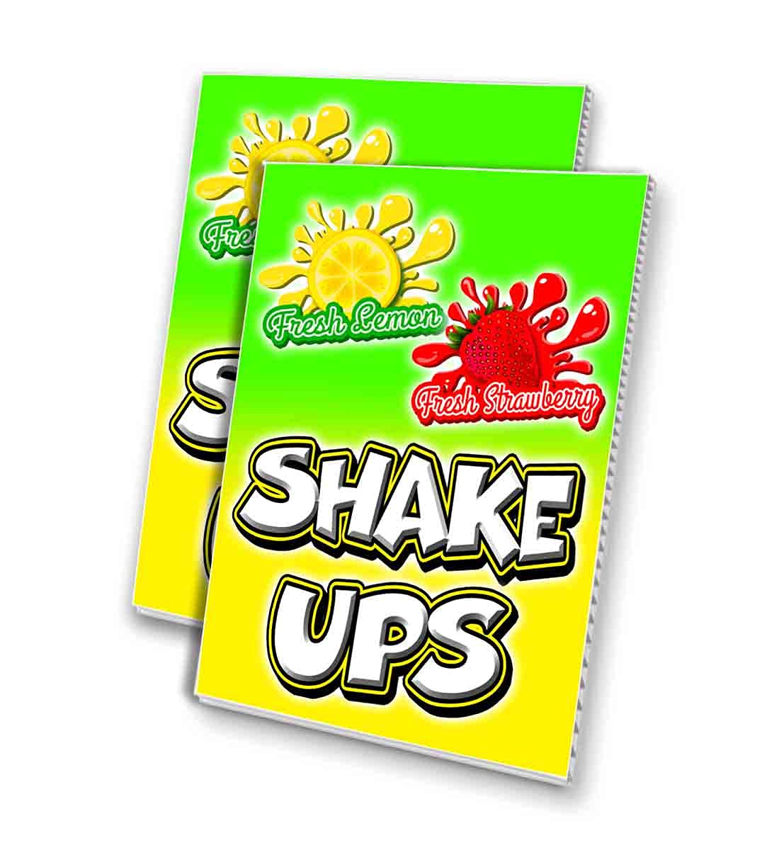 Lemon Strawberry Shake Ups Corrugated Plastic Sign - 24x36 Inch 4mm Thick Weatherproof Outdoor Signage - Double-Sided Printing (Pack of 2) - Perfect for Smoothie Shops, Juice Bars, and Summer Beverage Promotions