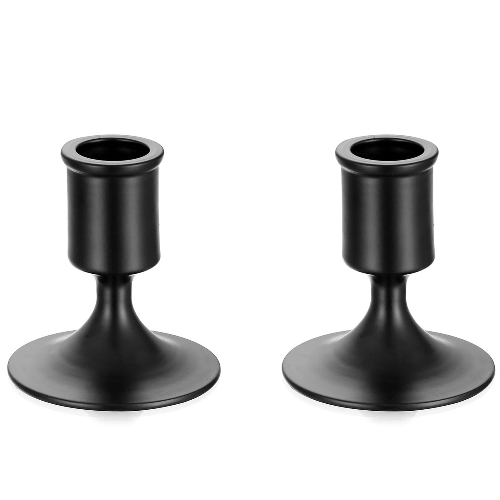 Elegant Black Candlestick Holders Set of 2 - Decorative Candle Holders for Taper Candles, Perfect for Dining Table, Coffee Table, Fireplace Mantel, Wedding Centerpieces & Romantic Home Decor