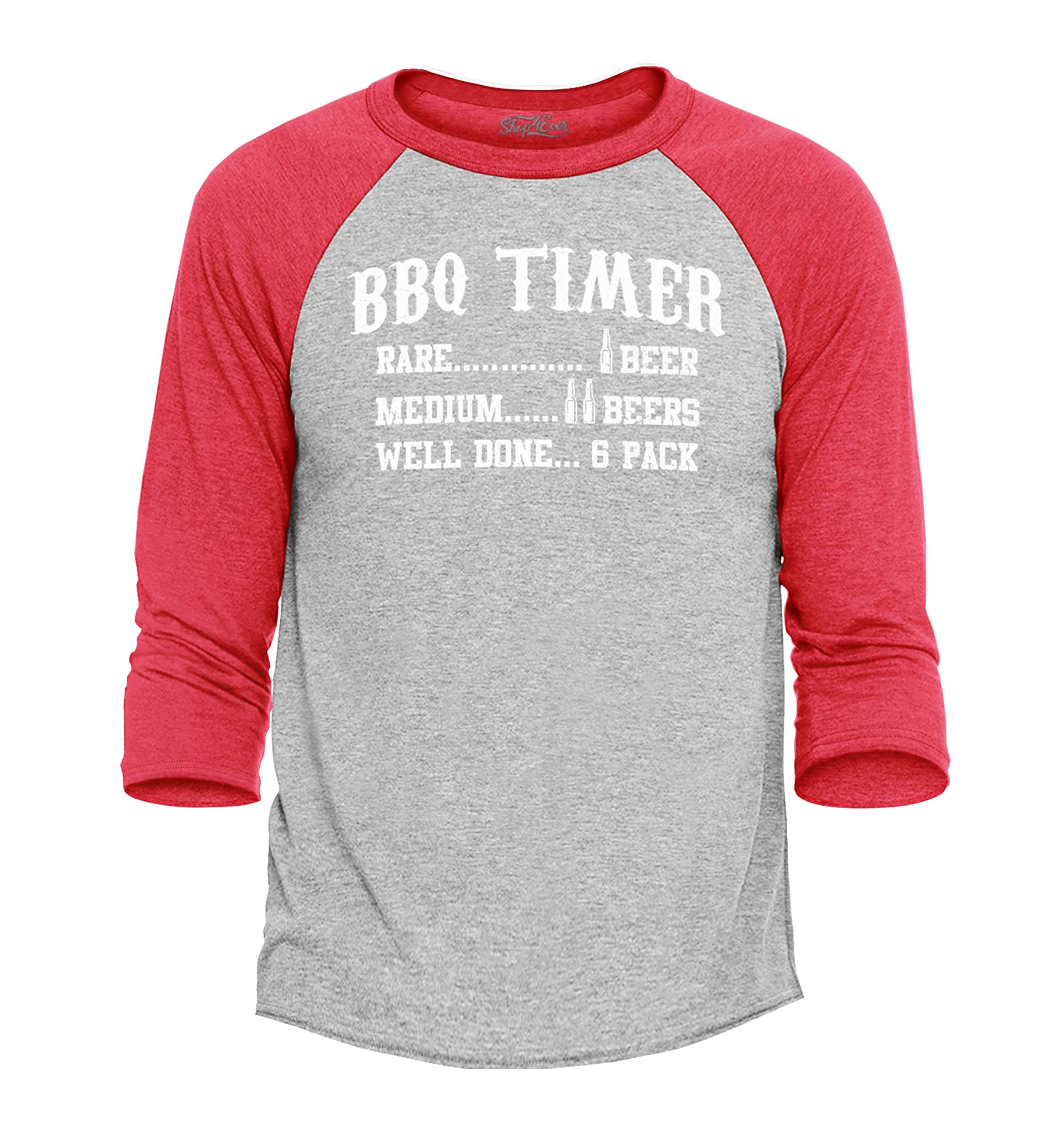 Funny BBQ Timer Drinking Raglan Baseball Tee - Perfect for Grilling, Parties & Outdoor Events