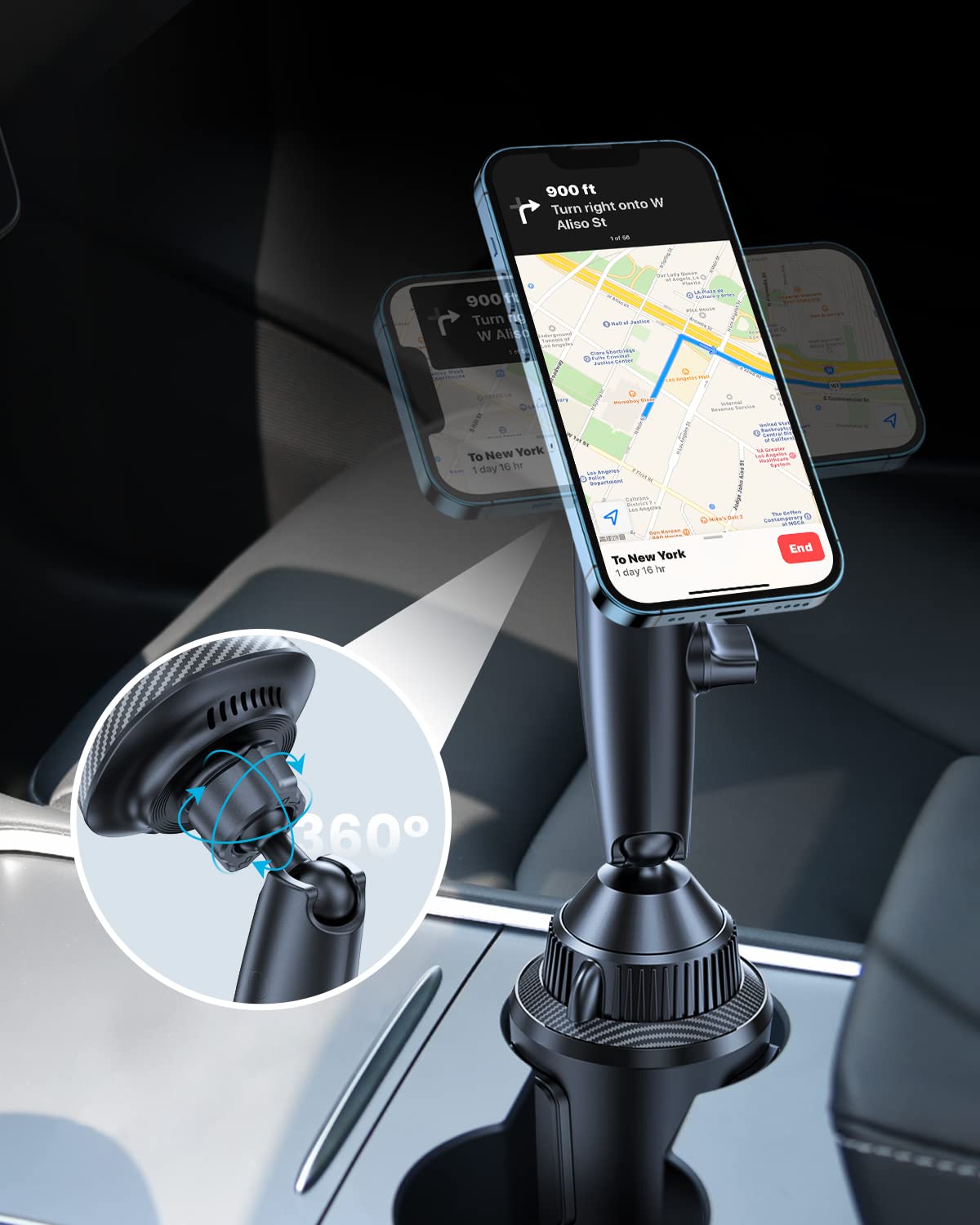 Strong Magnetic Cup Holder Phone Mount for Magsafe - Universal Car Phone Holder for Tesla, Truck & SUV - Compatible with iPhone 16/15/14/13/12 & Samsung - Perfect for Hands-Free Driving & GPS Navigation