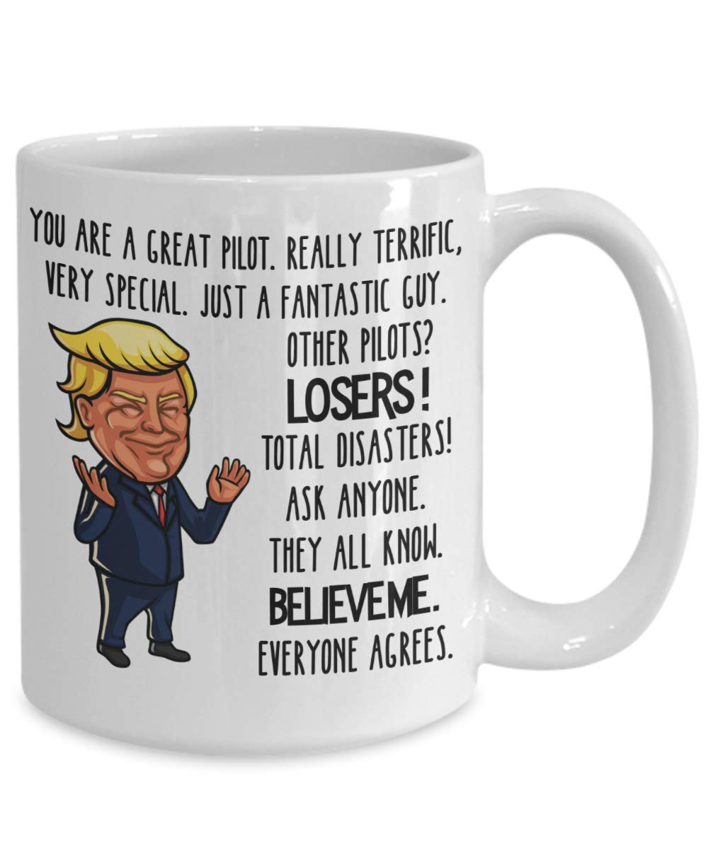 Funny Donald Trump Pilot Coffee Mug - Gift for Aviators, Men & Women - MAGA Themed Ceramic Cup - Perfect Birthday Present for Pilots & Aviation Enthusiasts - Great for Office Use, Home Decor & Aviation Themed Parties