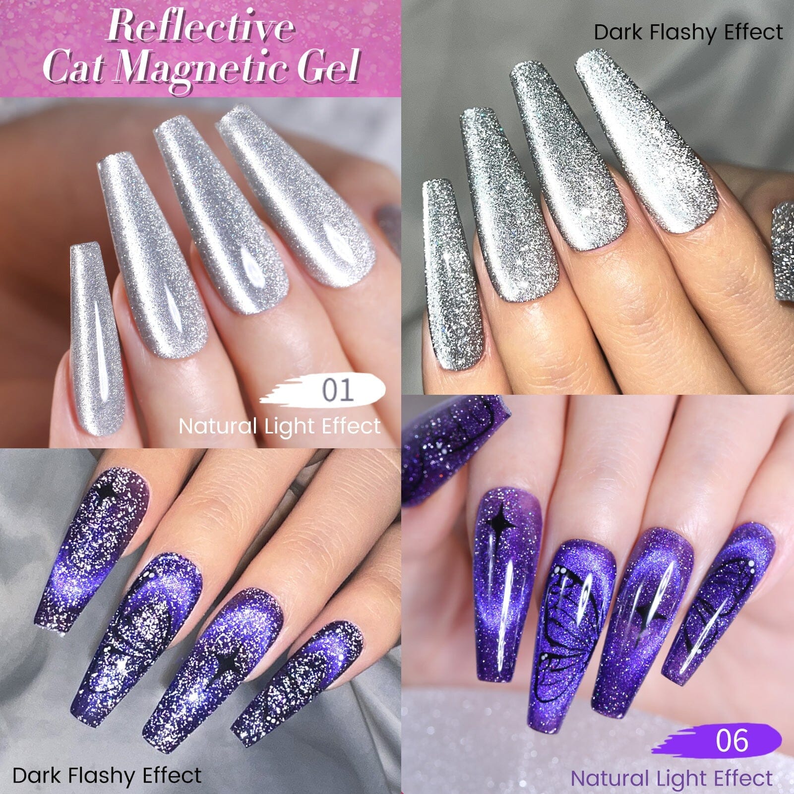 6 Colors Reflective Cat Magnetic Gel Polish Set 7ml - Long Lasting Nail Art Kit for Salon & Home Manicure, Perfect for Parties, Weddings & Special Occasions