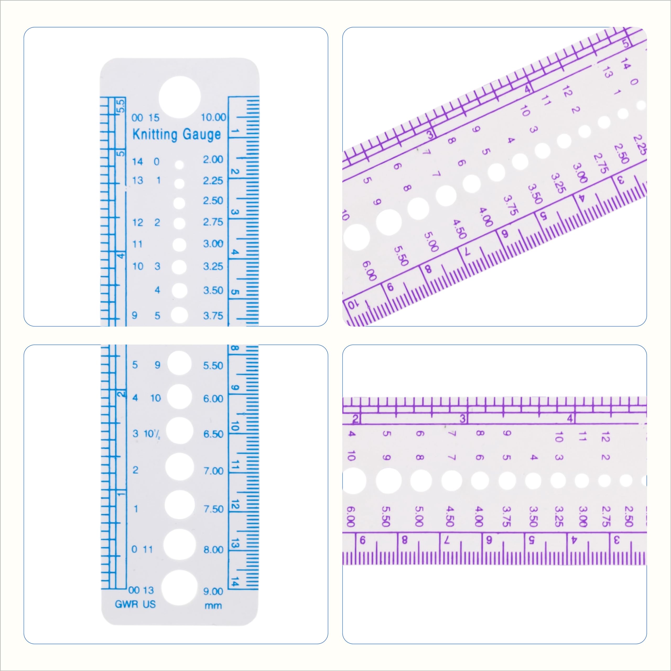 2-Pack Knitting Needle Gauge & Sizing Tool - Accurate Needle Size Ruler for Crochet & Knitting Projects - Perfect for Yarn Crafts, DIY Knitting Supplies, and Measuring Needle Sizes
