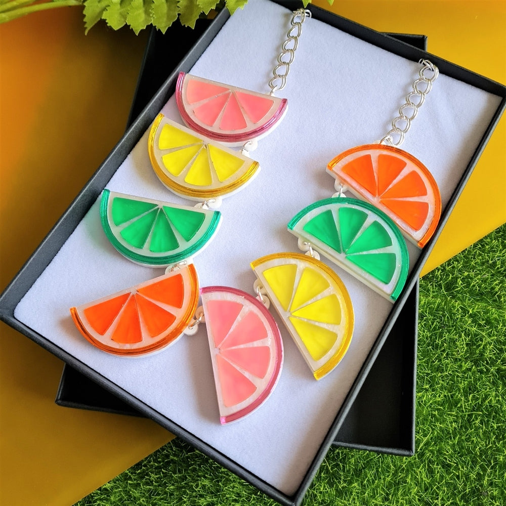 Citrus Fruit Slice Charm Necklace - Dainty Lemon & Orange Pendant Jewelry for Women | Perfect for Summer Outfits & Beach Vacations