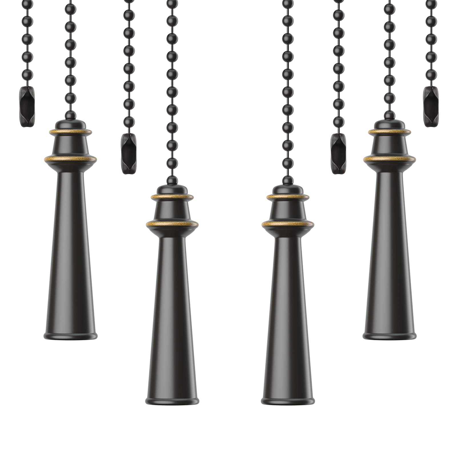 4 Pack Oil Rubbed Bronze Ceiling Fan Pull Chain Extenders - Replacement Pull Chains for Ceiling Fans & Light Fixtures - Perfect for Bedroom, Living Room, and Office Lighting Upgrades