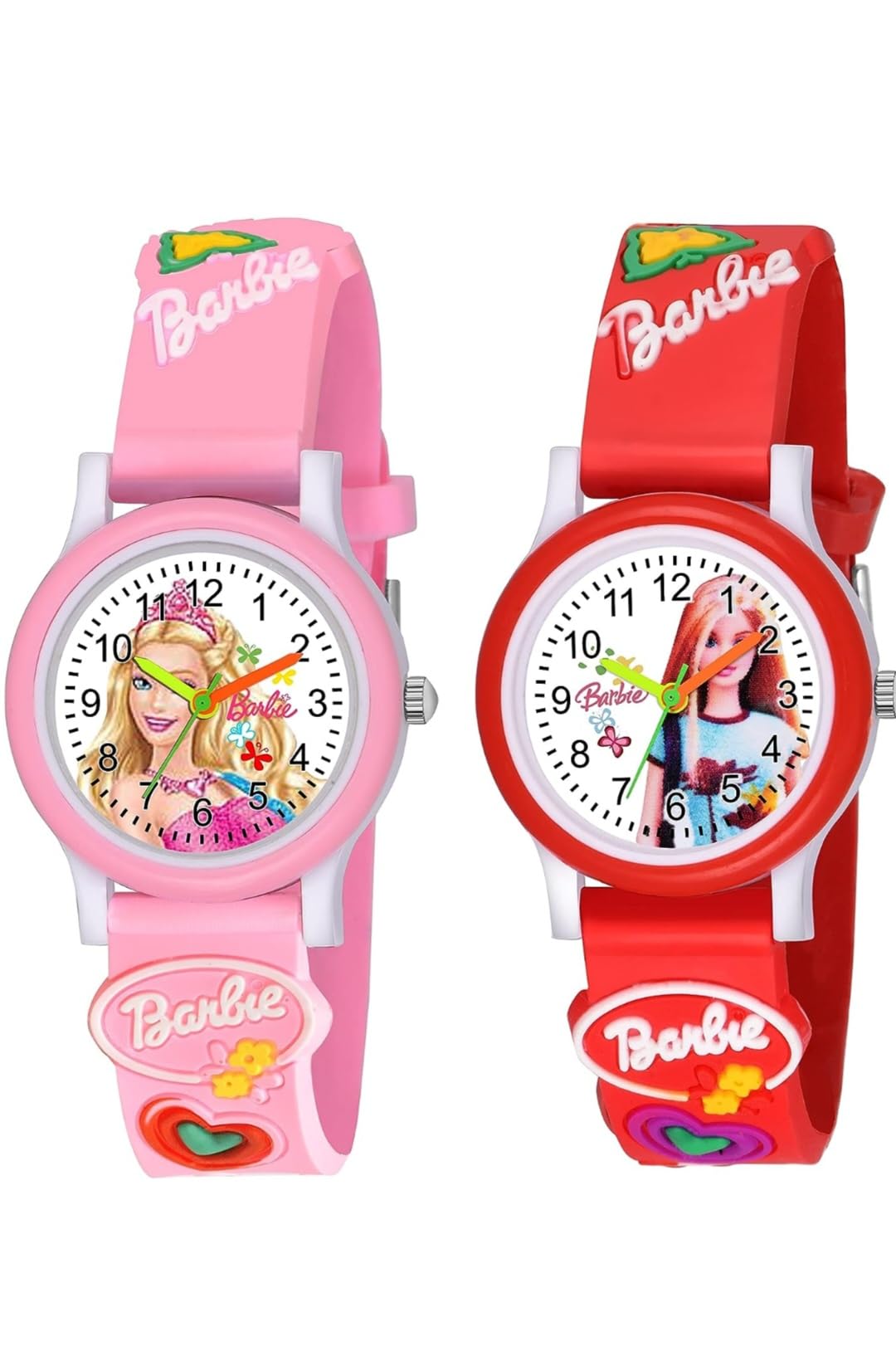TONSY Girls Barbie Combo Watch Set - Pink & Red Digital Watch for Kids - Perfect for Birthday Gifts, School, and Playtime