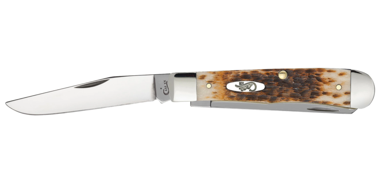 Amber Bone Peach Seed Jig Chrome Vanadium Trapper Pocket Knife - Durable Hunting & Outdoor EDC Tool for Camping, Fishing & Survival (Model 00163)