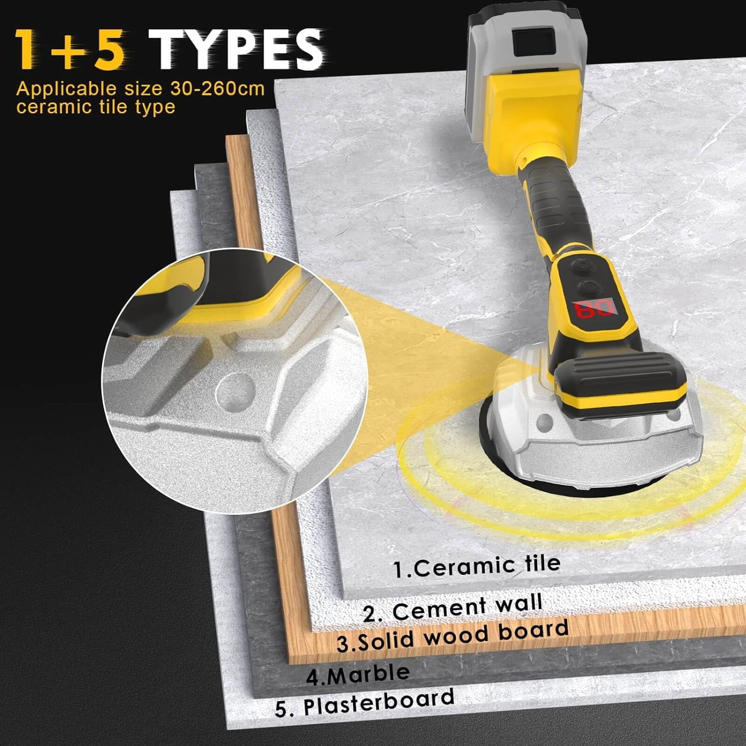 **Dewalt 20V Max Battery Compatible Tile Vibration Leveling Machine - 8 Adjustable Speed Portable Tiler Vibrator with Digital Display for Floor, Tile, Wall & Thick Glass - Perfect for DIY & Professional Tile Installation**