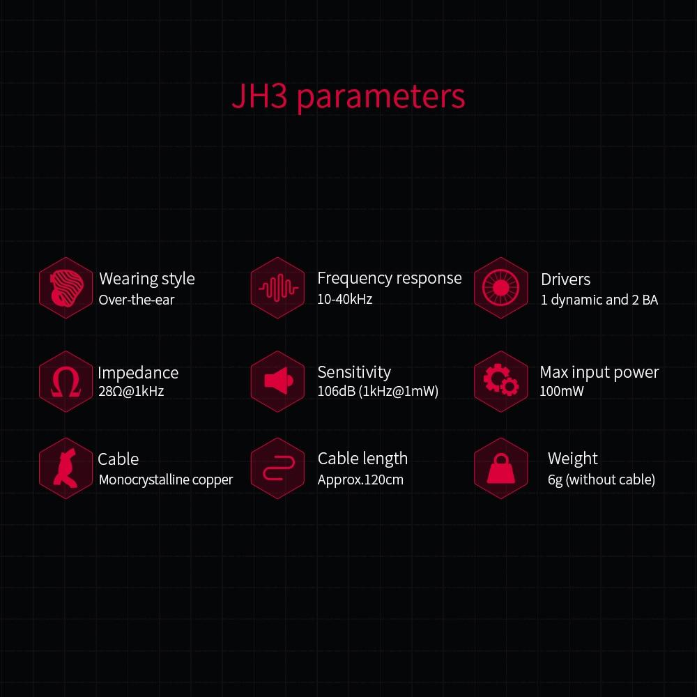 FiiO Jadeaudio JH3 Hybrid Driver In-Ear Monitors - 1DD + 2BA High Resolution Earphones for Audiophiles | Perfect for Studio Recording, Gaming & Travel