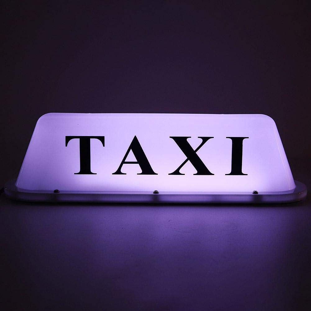 12V Super Bright LED Magnetic Taxi Light Sign - White Roof Top Car Lamp for Taxi Cab with Cigar Lighter Plug | Perfect for Night Shifts, Ride-Hailing Services & Emergency Vehicle Lighting