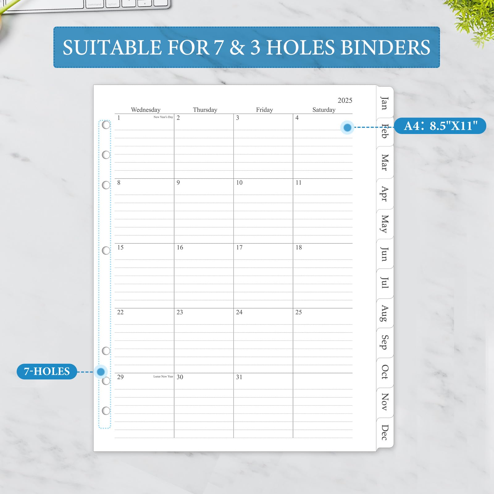 2025 Planner Refill Inserts - Letter Size 8.5