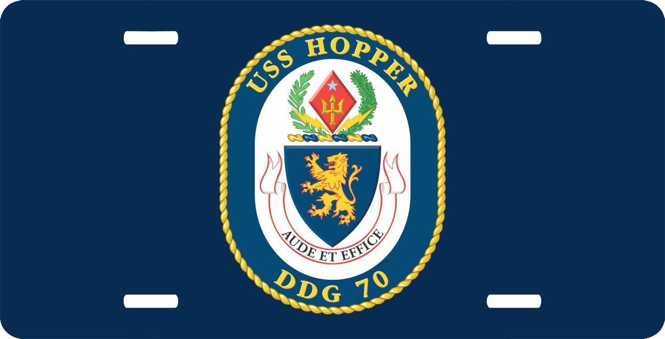 Navy USS Hopper DDG-70 Military License Plate - Perfect for Car, Truck, Motorcycle & Boat - Show Your Navy Pride with This Durable Metal Plate
