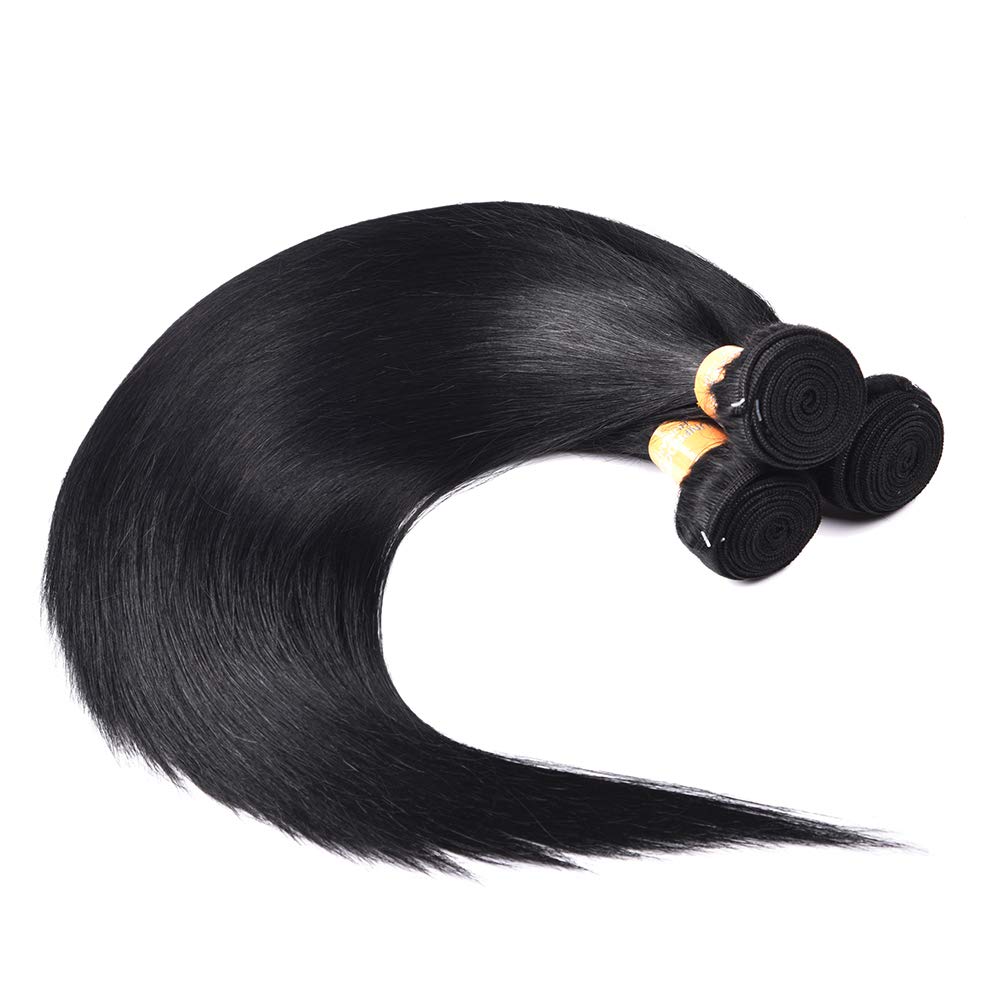 WOME 3-Pack Peruvian Silky Straight Virgin Human Hair Bundles | Unprocessed 100% Human Hair Weaves | 14