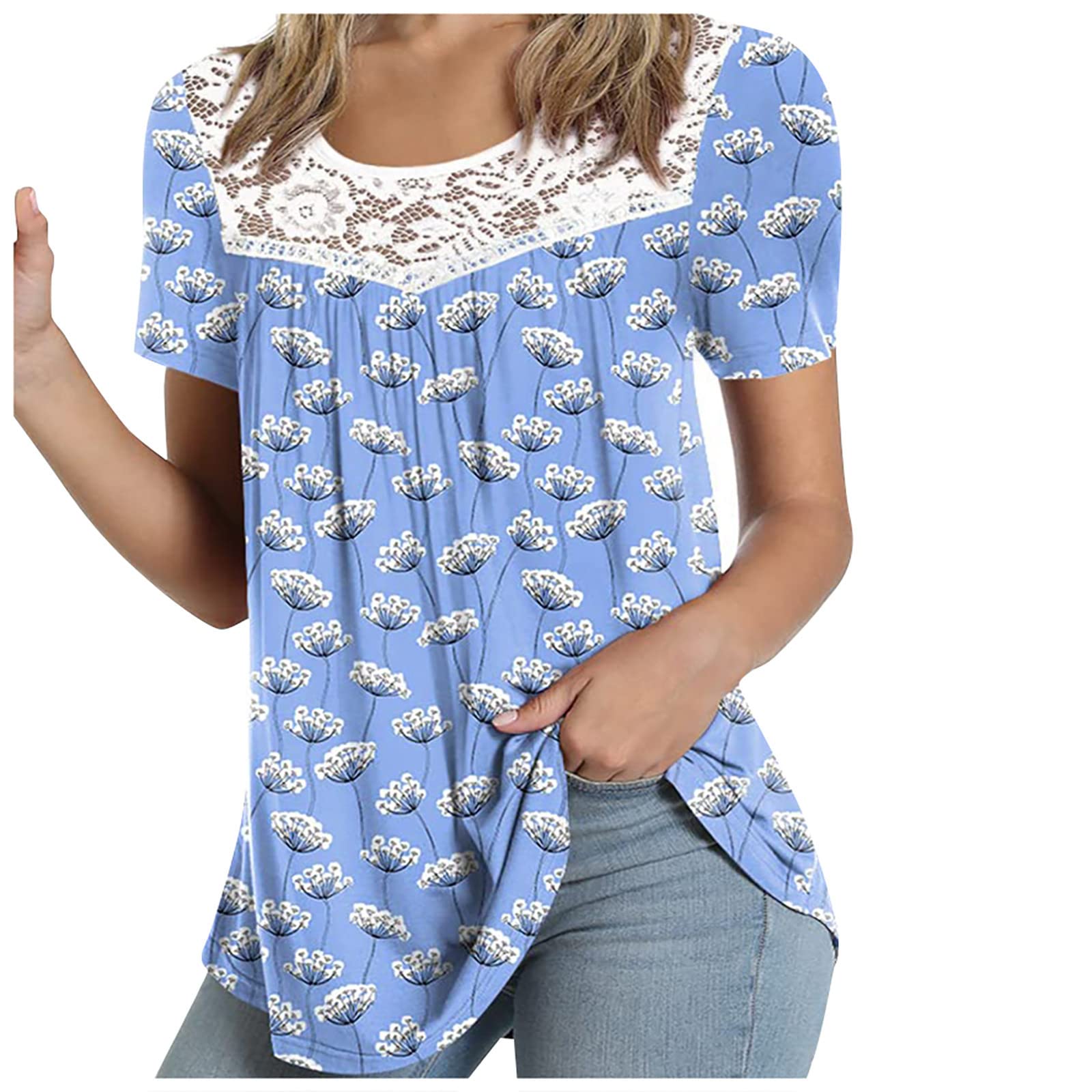 Women's Casual Tops - Flowy Tunic Blouse with Short Sleeves, Slimming Hide Belly Design for Work & Weekend Outfits | Perfect for Office, Date Night and Summer Vacation