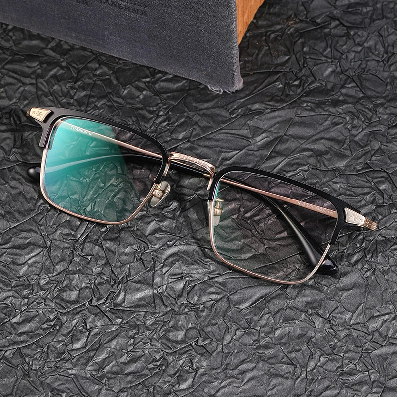 Stylish Black Unisex Titanium Square Full Rim Eyeglasses 1405 - Perfect for Reading, Work & Everyday Fashion