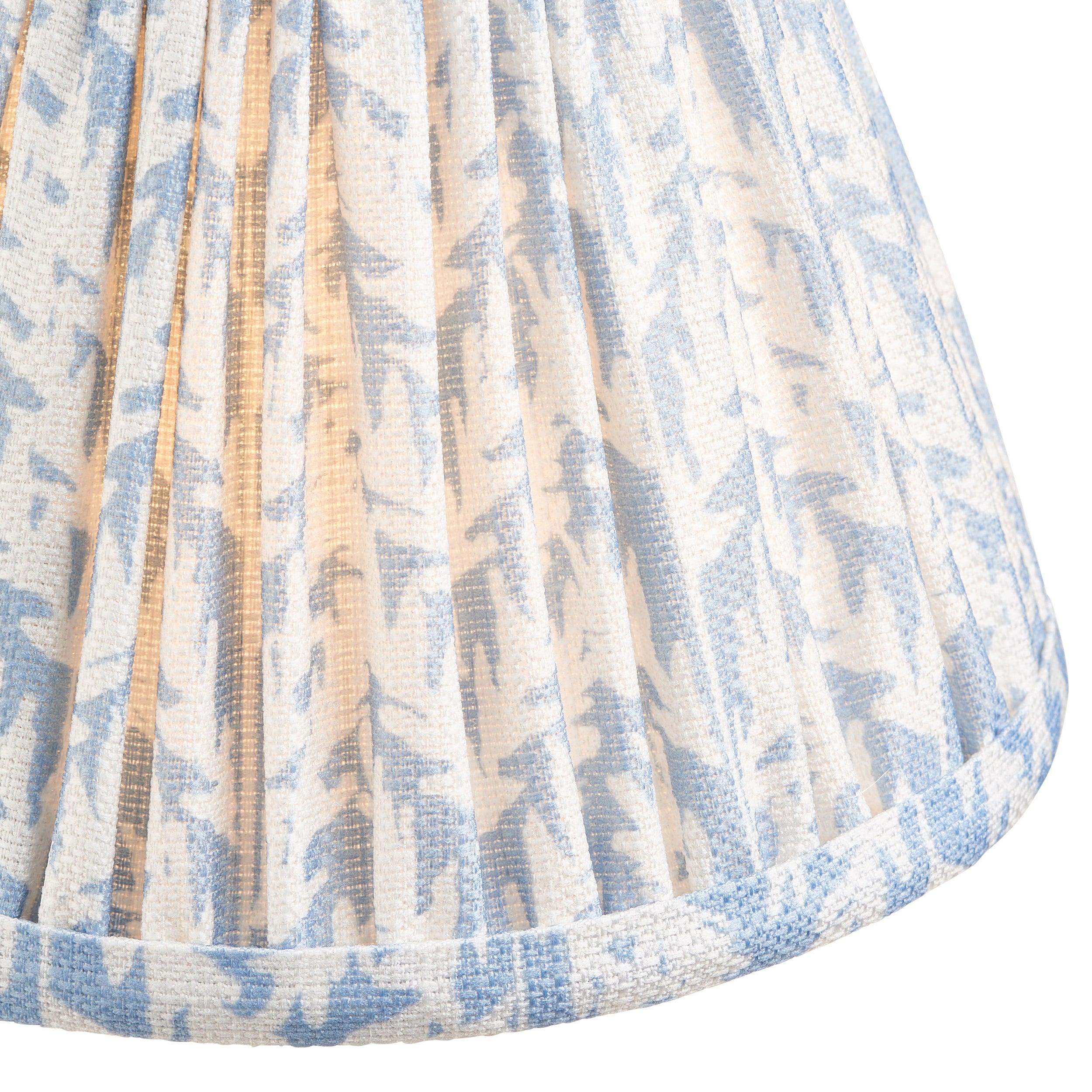 Brass Wall Light with Dome Fold & Leaf Design - 16cm Shell Bay Blue Shade for Bedroom, Living Room, and Hallway Lighting