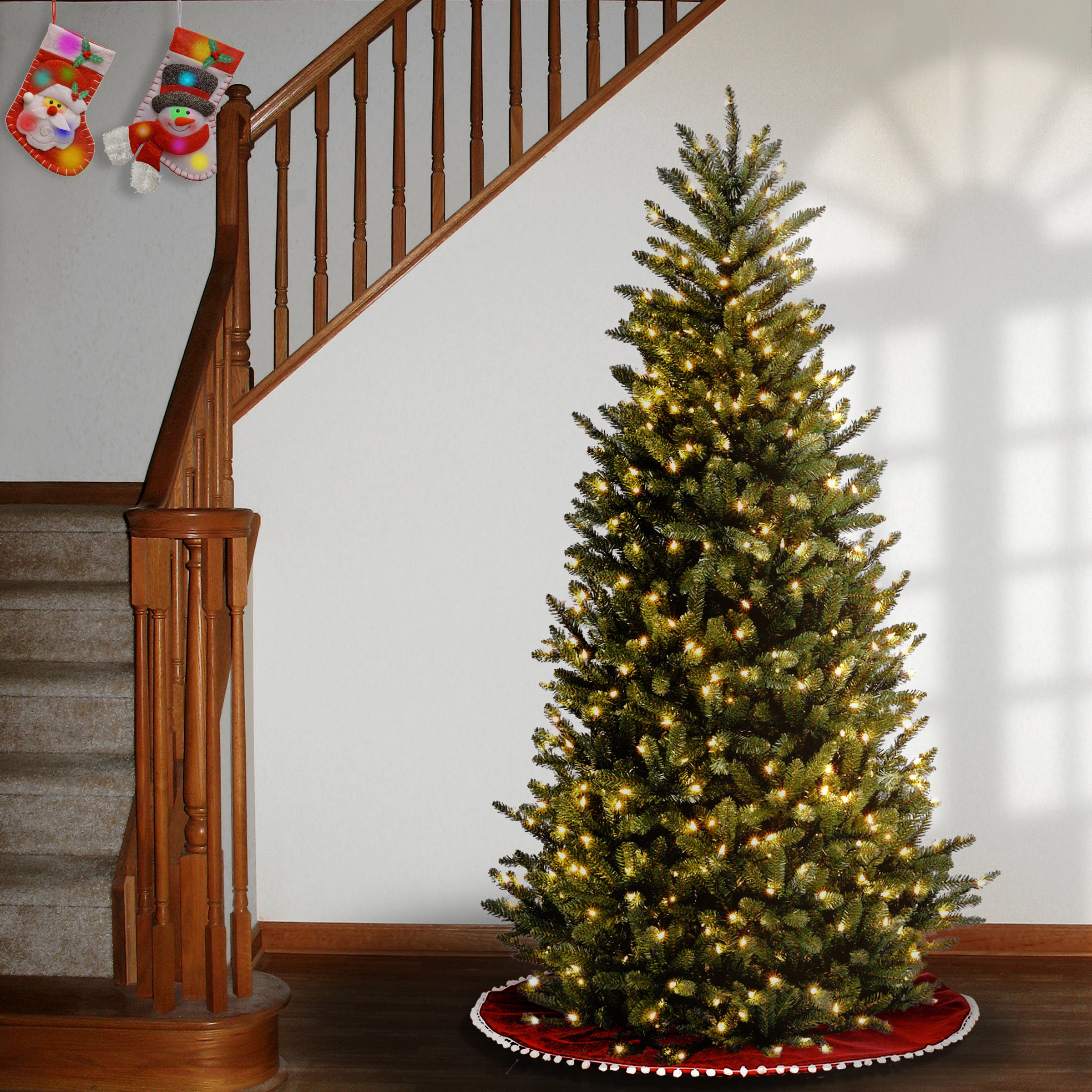 6.5 ft Pre-Lit Slim Fraser Fir Christmas Tree with Clear Lights - Perfect for Small Spaces & Cozy Holiday Decor