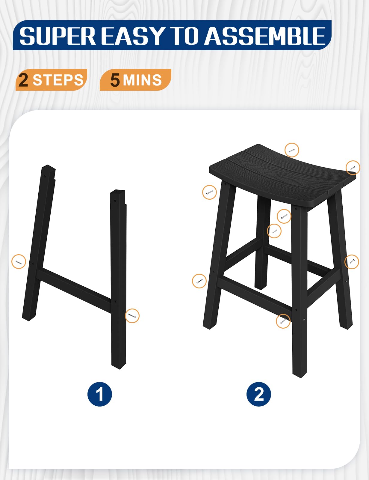 **Weatherproof Bar Stools Set of 2 - 28