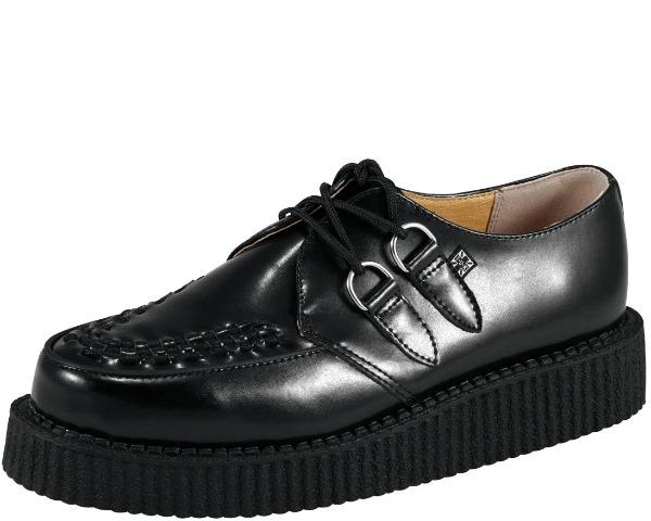 T.U.K Black Leather Viva Mondo Creeper Shoes - Punk Rock & Gothic Style for Women & Men - Perfect for Concerts, Nightclubs & Alternative Fashion