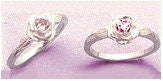 Solid Sterling Silver or 14kt Gold 3mm Petite Rose with Leaves Birthstone Ring - Size 4-7, Pre-Notched Blank Ring Setting (163 875 0300/143 875 0300) - Perfect for Birthdays, Anniversaries & Special Occasions