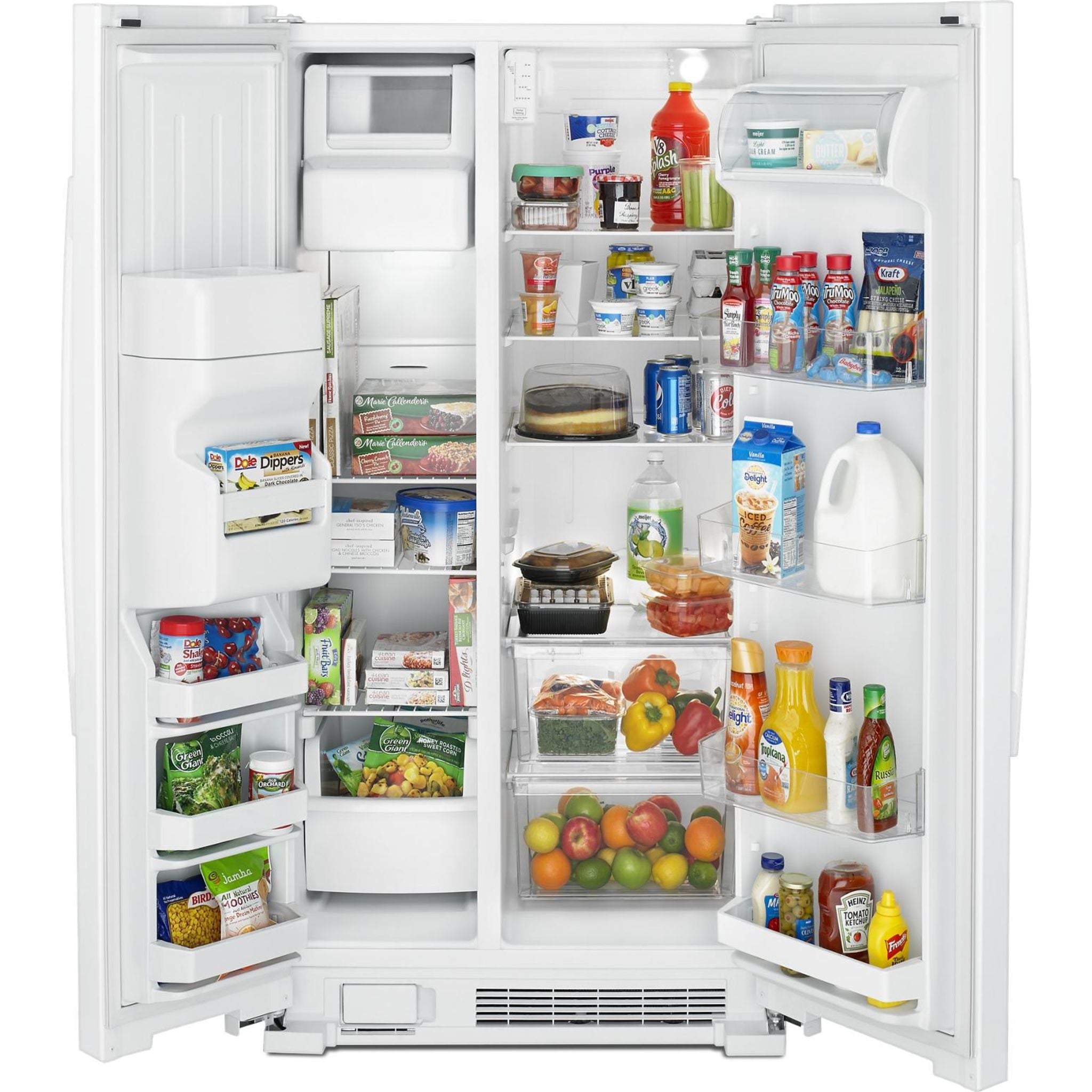 Amana Side by Side Refrigerator (ASI2175GRW) - 25.6 Cu. Ft. Energy Star White Fridge with Ice Maker & Water Dispenser - Perfect for Large Families & Open Kitchen Designs