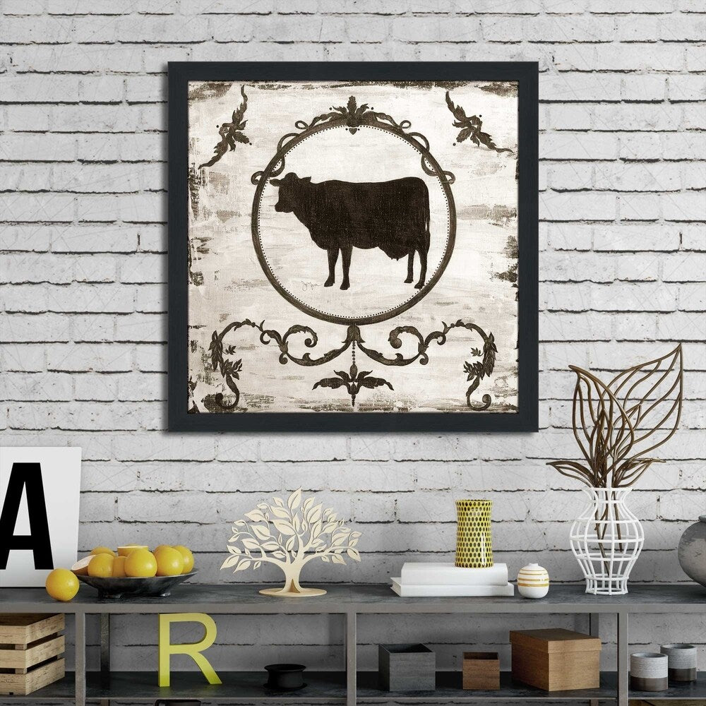 Berkshire Cow Art Print on Acrylic by Tava Studios - Brown Framed Wall Decor for Living Room, Office & Farmhouse Style