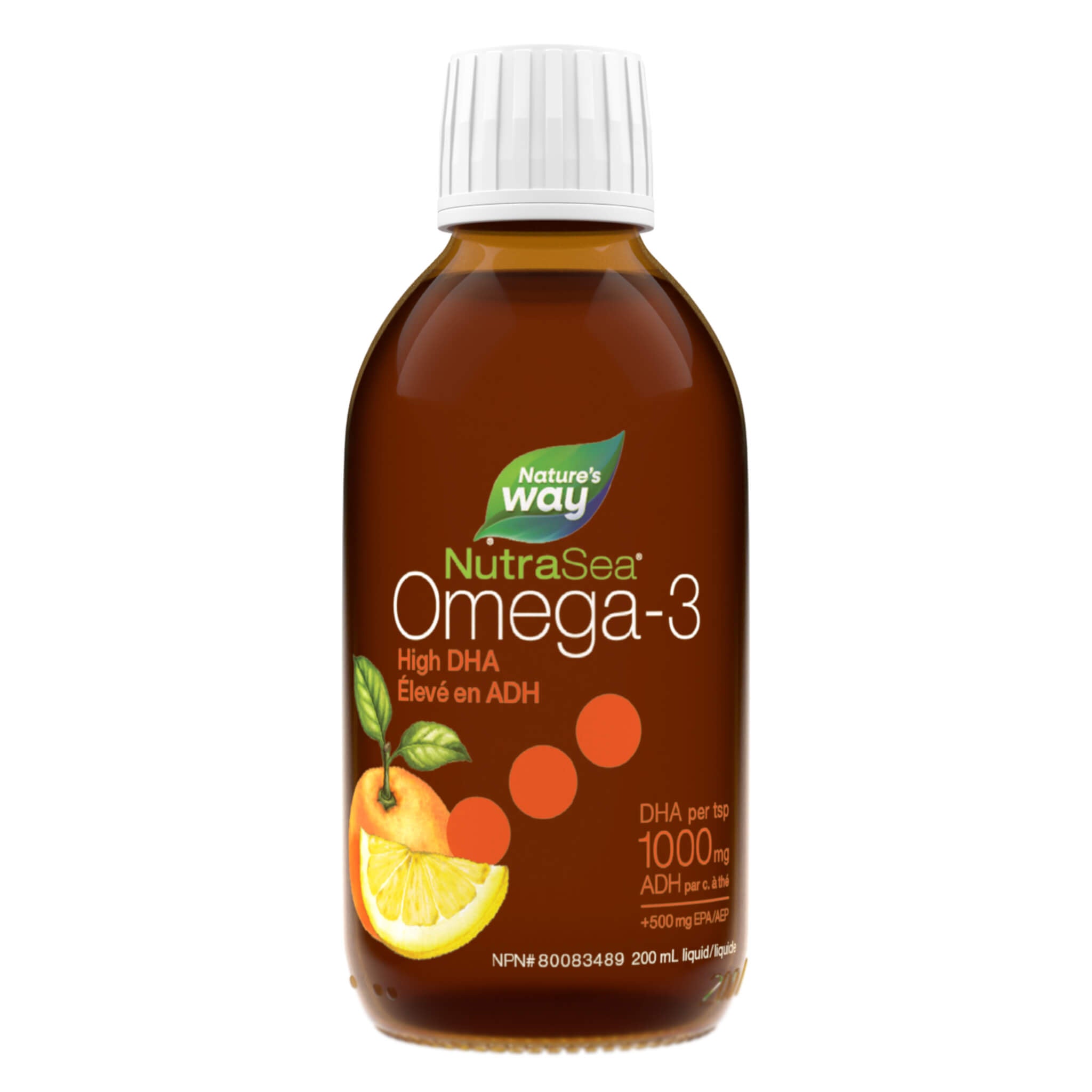 NutraSea DHA (Squid) High DHA Omega-3 Liquid Supplement - Juicy Citrus Flavor - Supports Brain, Heart & Eye Health - Perfect for Adults & Kids Daily Wellness Routine