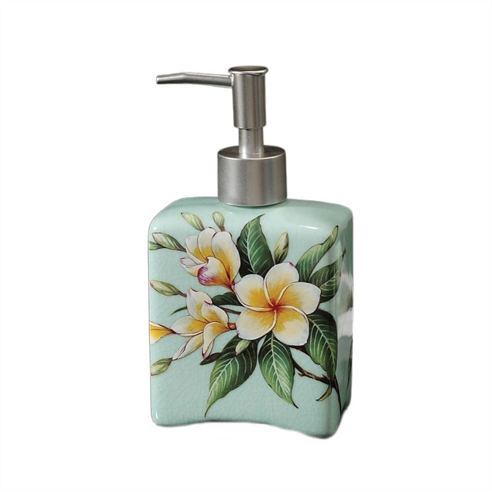 Elegant Chinese Painted Ceramic Foam Soap Dispenser with Floral Design - Automatic Shampoo Bottle for Home & Bathroom Decor | Perfect for Modern Vanities, Guest Bathrooms, and Spa-Inspired Spaces
