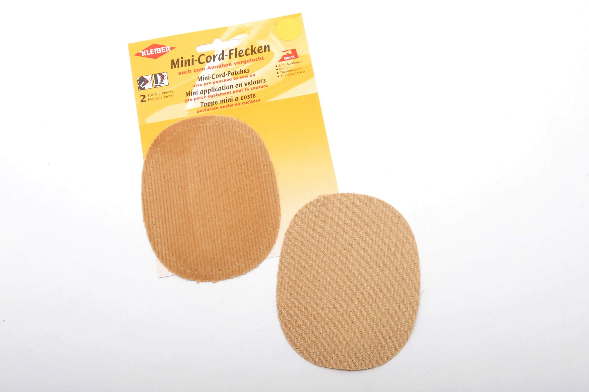 Small Iron On or Sew On Oval Cord Arm/Knee Patches - Beige | Durable Fabric Repair Patches for Jeans, Jackets & Workwear | Perfect for DIY Clothing Upgrades & Costume Design