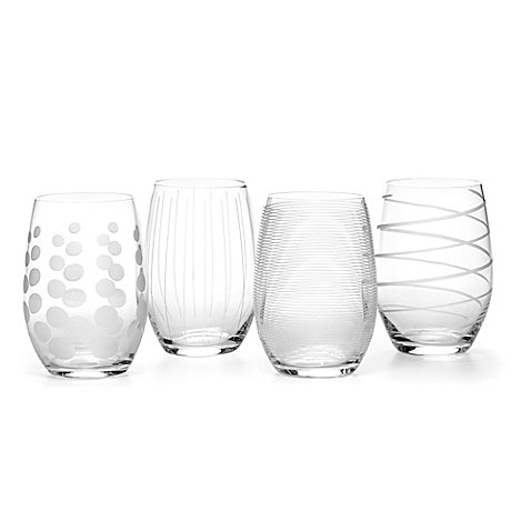 Mikasa Cheers Party Stemless Wine Glasses Set of 4 - Elegant & Durable for Red White Wine, Cocktails, and Beverages - Perfect for Parties, Weddings, and Home Entertaining
