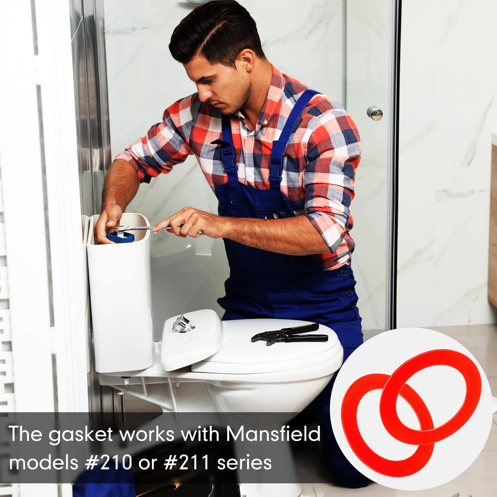 4 Pack Mansfield 210/211 Toilet Flush Valve Seal Gasket Replacement Kit - Red RV Toilet Seal Compatible with Mansfield 210 & 211 Models - Perfect for RV, Camper & Home Toilet Repairs