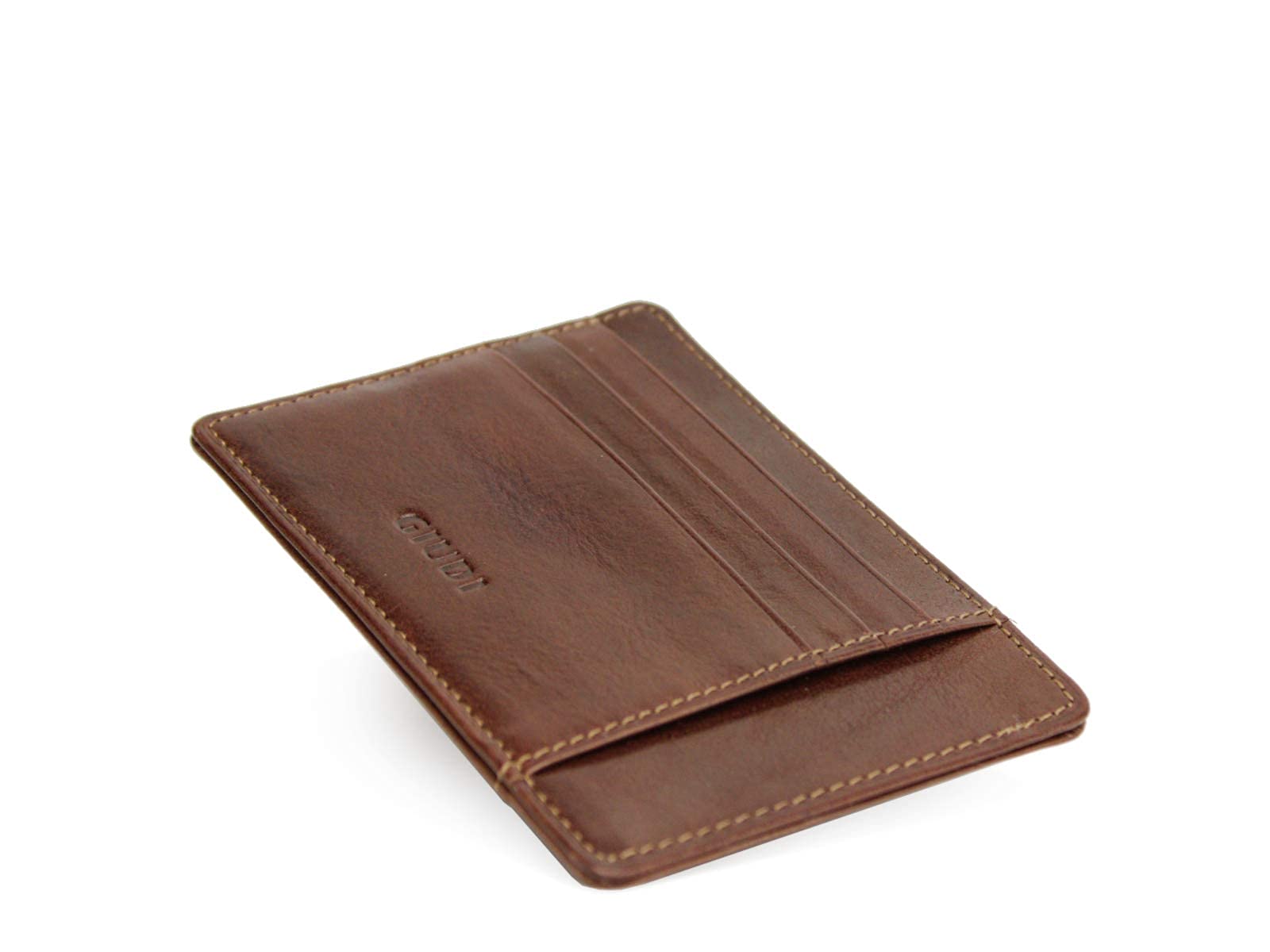 Giudi Mini Leather Slim Card Holder Wallet for Men & Women - Brown RFID Blocking - Compact & Stylish for Everyday Use, Travel, and Business