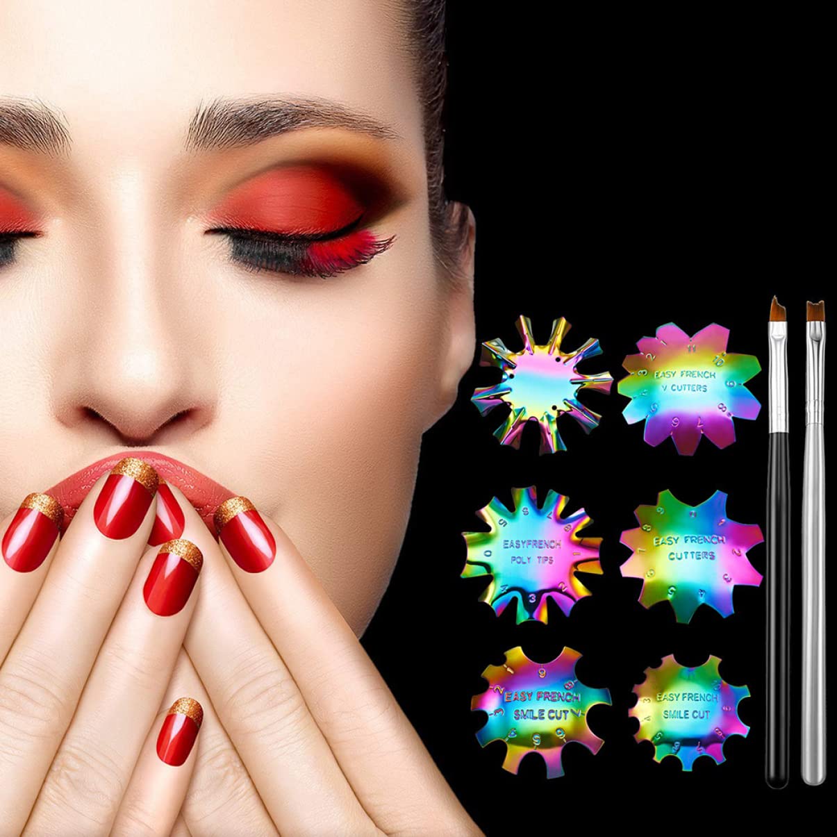 Beaupretty French Nail Art Kit - 1 Set Stainless Steel Nail Stencils, DIY Manicure Templates & Trimmer Tool for Professional Nail Designs | Perfect for Home Salon, Nail Art Beginners & Professional Nail Technicians