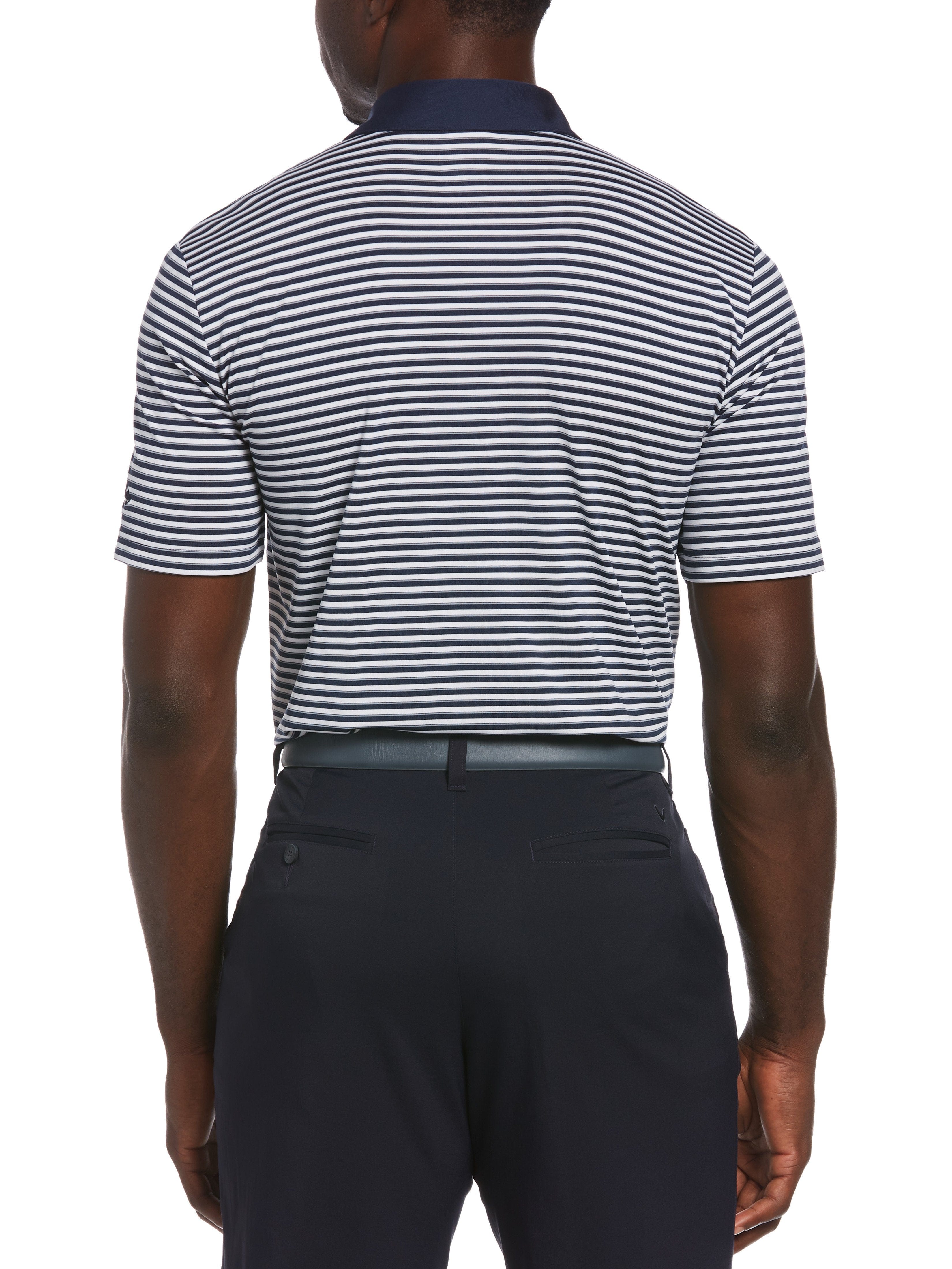 Men's 3-Color Stripe Polo Shirt - Casual Short Sleeve Cotton Knit Top for Golf, Work & Everyday Wear
