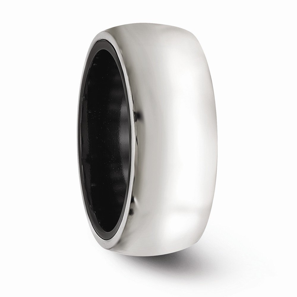 Black Titanium & 925 Sterling Silver Men's Domed Wedding Band Ring - Durable & Hypoallergenic Wedding Ring for Men, Perfect for Engagement, Anniversary and Everyday Wear
