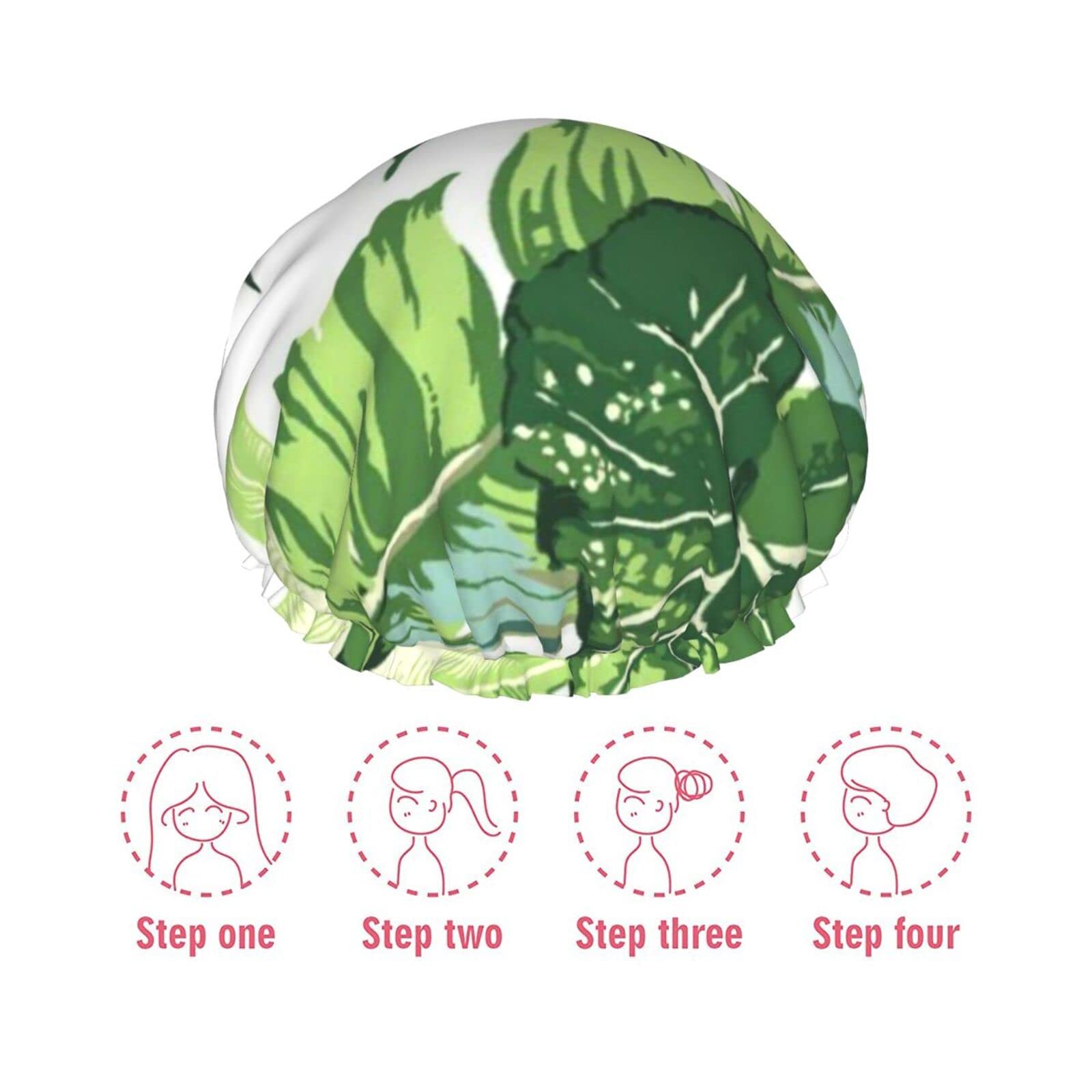 Waterproof Reusable Shower Cap for Women - Cute Banana Leaf Design Double Layer Bathing Hair Cap | Perfect for Shower, Spa, Swimming & Hair Care