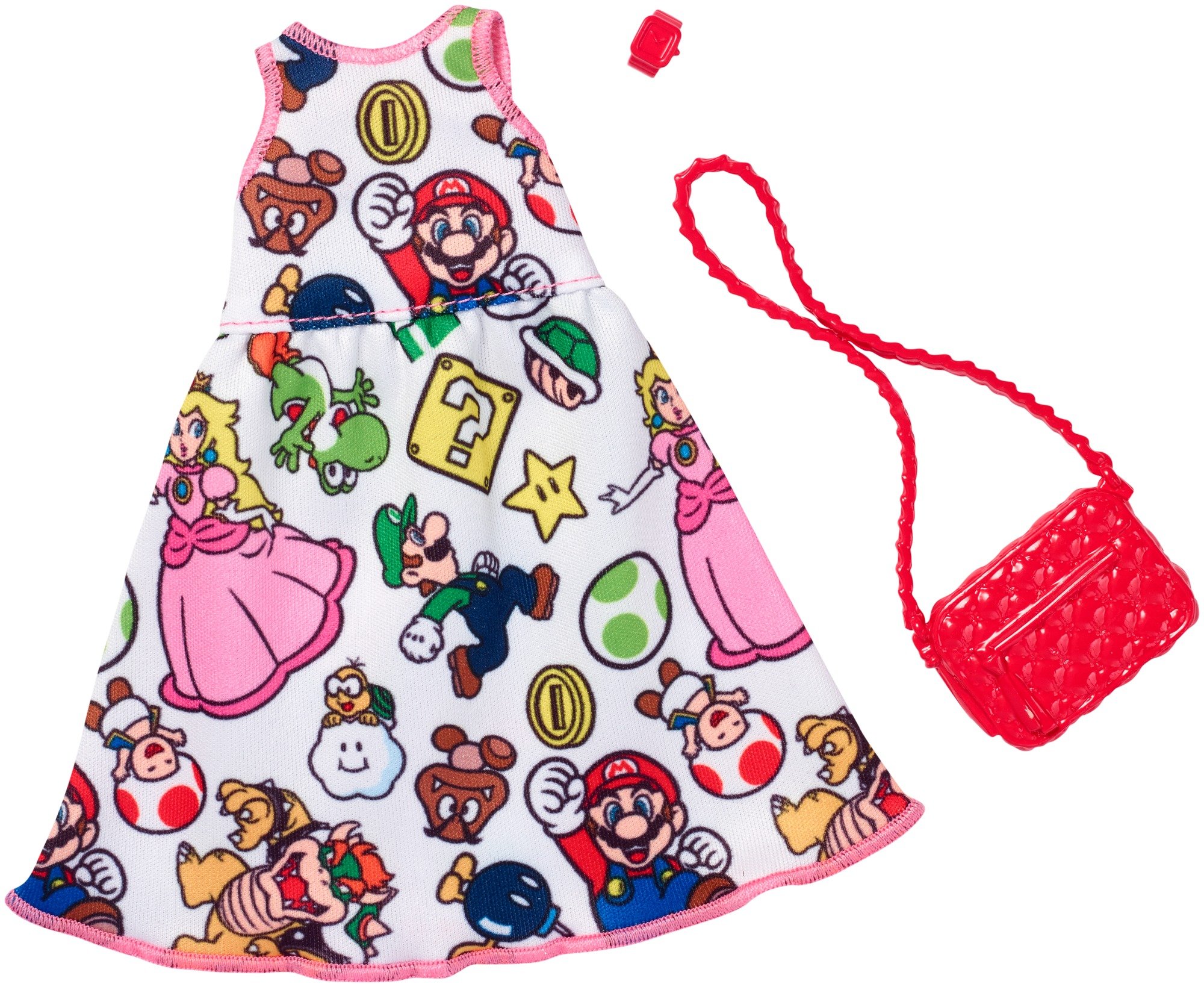 Barbie Super Mario Fashion Doll - White Outfit with Accessories | Perfect for Kids' Birthday Gifts & Nintendo Themed Collections | Playtime, Display & Cosplay