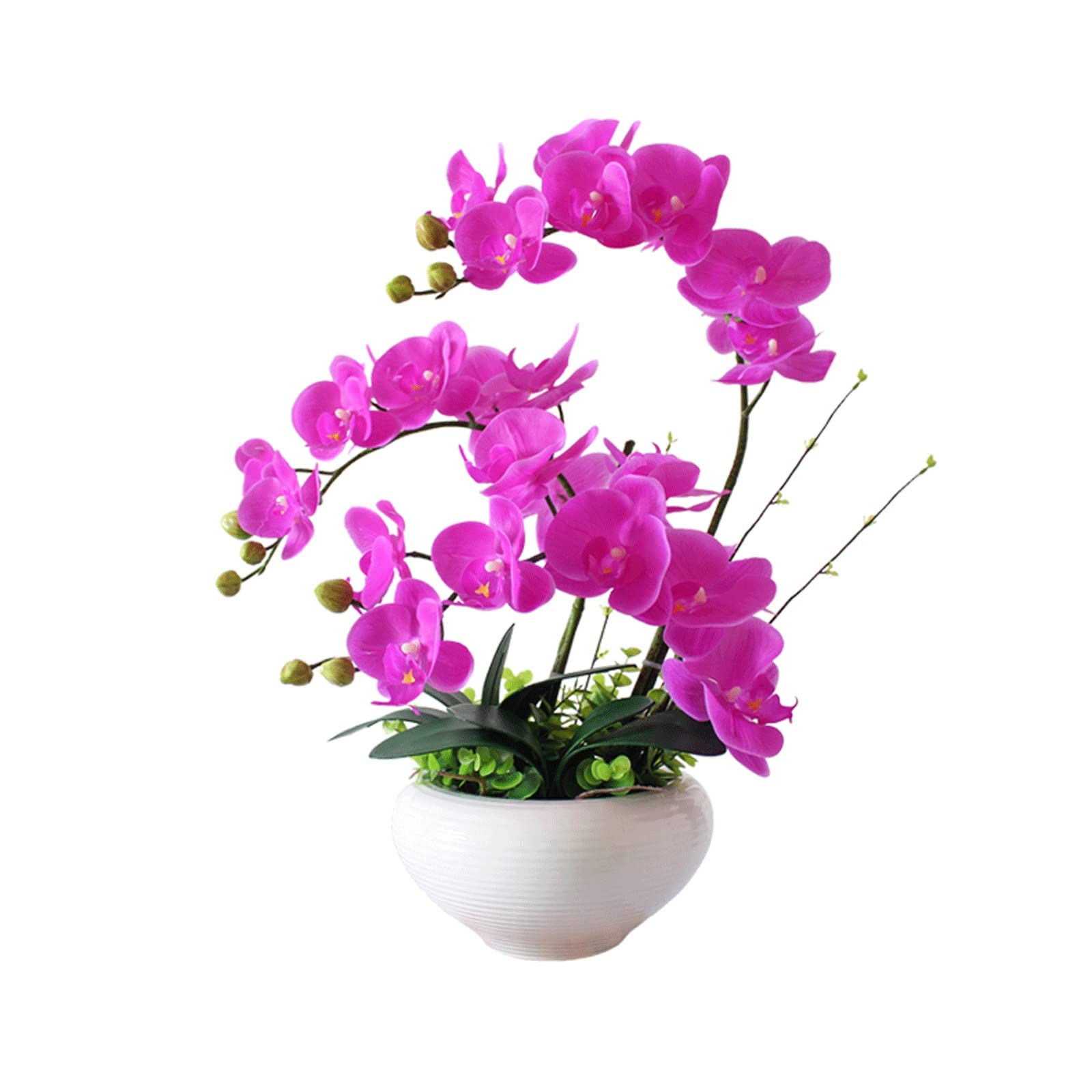 Realistic Artificial Orchid Bonsai in Vase - Fake Phalaenopsis Potted Plant for Home & Office Decor - Dining Table Centerpiece, Desk Decor, Wedding Decor - Low Maintenance Indoor Plants for Living Room, Bedroom