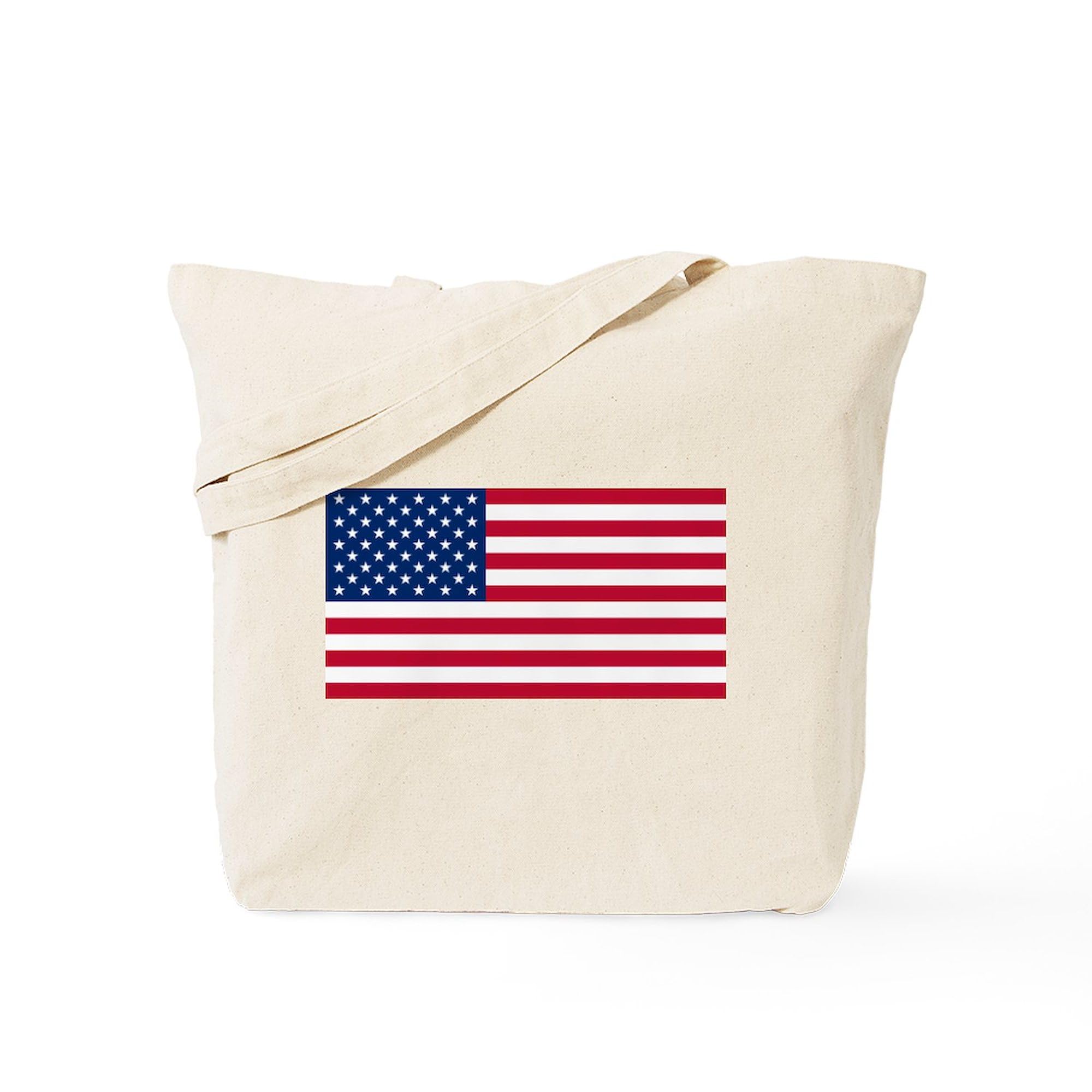 American Flag Tote Bag - Natural Canvas Reusable Shopping Bag with Patriotic Design | Perfect for Groceries, Beach Trips & Everyday Use