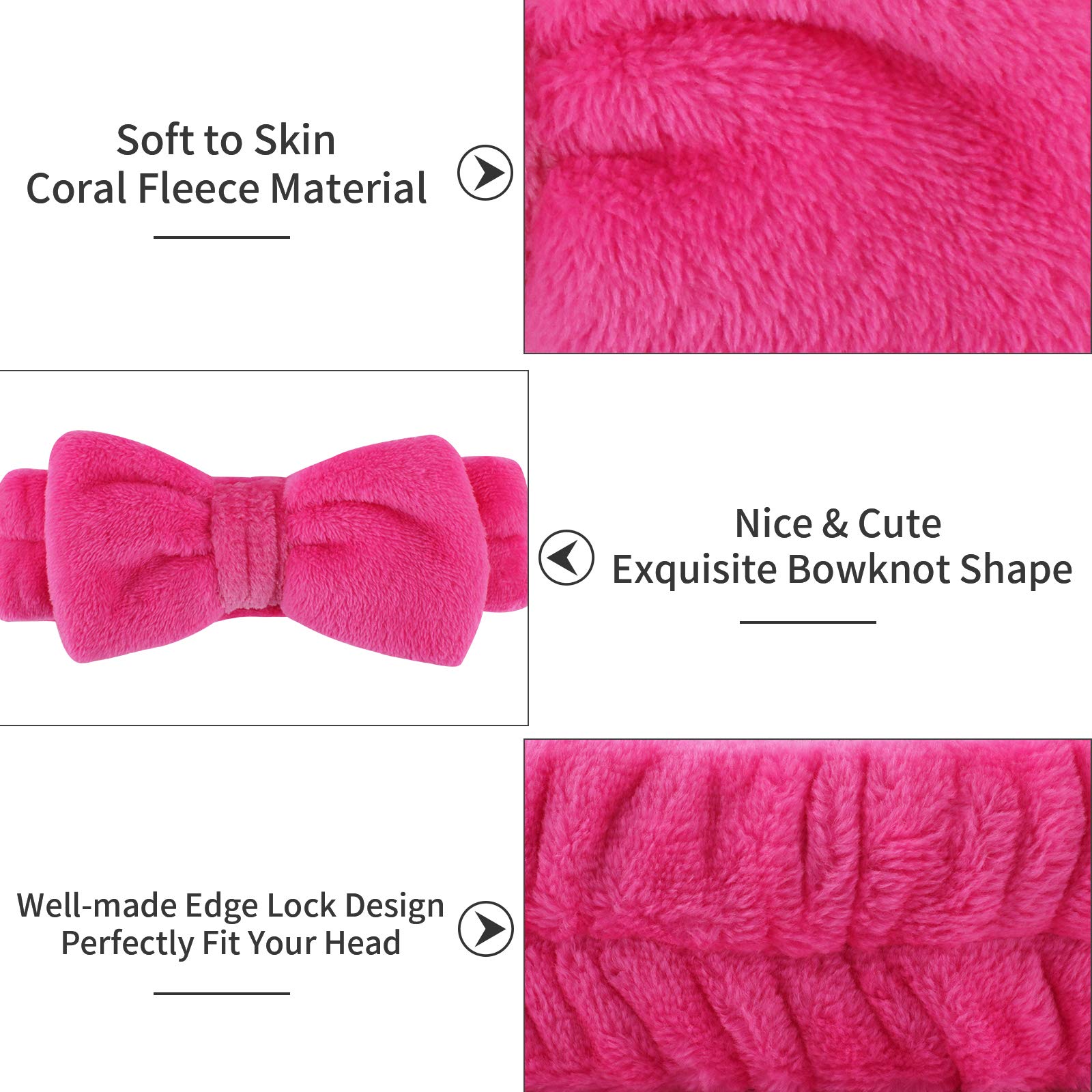 Ondder 8 Pack Spa Headbands for Women & Girls - Soft Fluffy Makeup & Facial Headbands, Solid Color Bowknot Hair Bands for Washing Face, Skincare, Shower & Spa - Perfect for Beauty Routines, Cosmetics & Relaxation