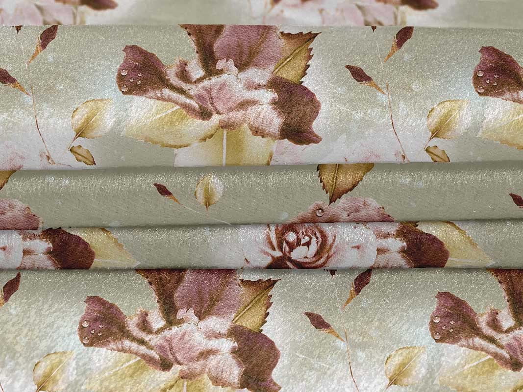 Velvet Beige Floral Print Fabric by The Yard - 58 Inch Wide Sewing Material for DIY Clothing, Dresses, Curtains & Home Decor Projects | Premium Cotton Blend Textile for Crafting & Upholstery