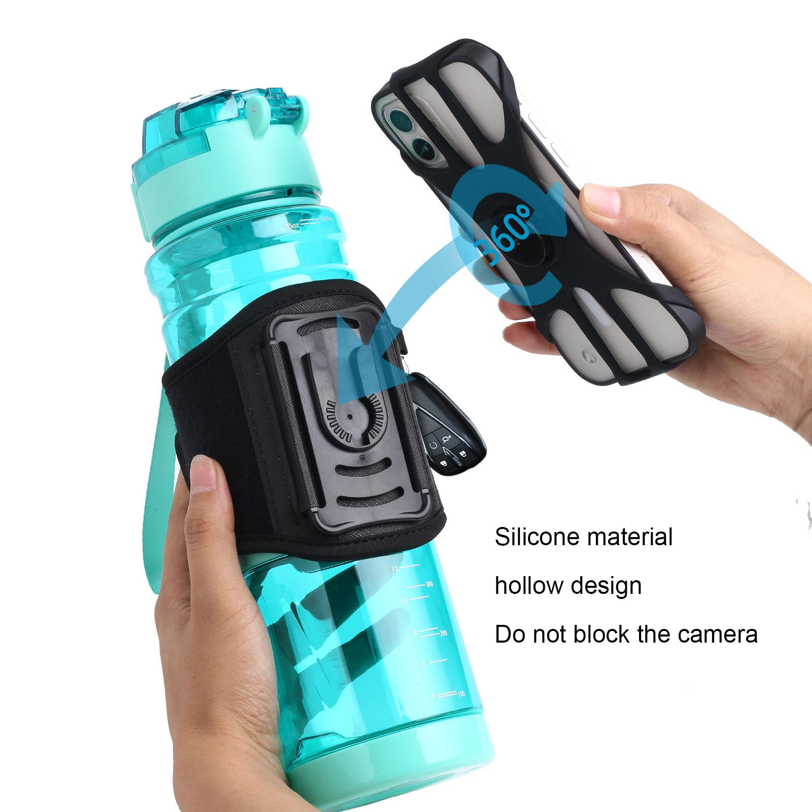 360° Rotating Phone Lanyard for Running - Water Bottle Strap Holder