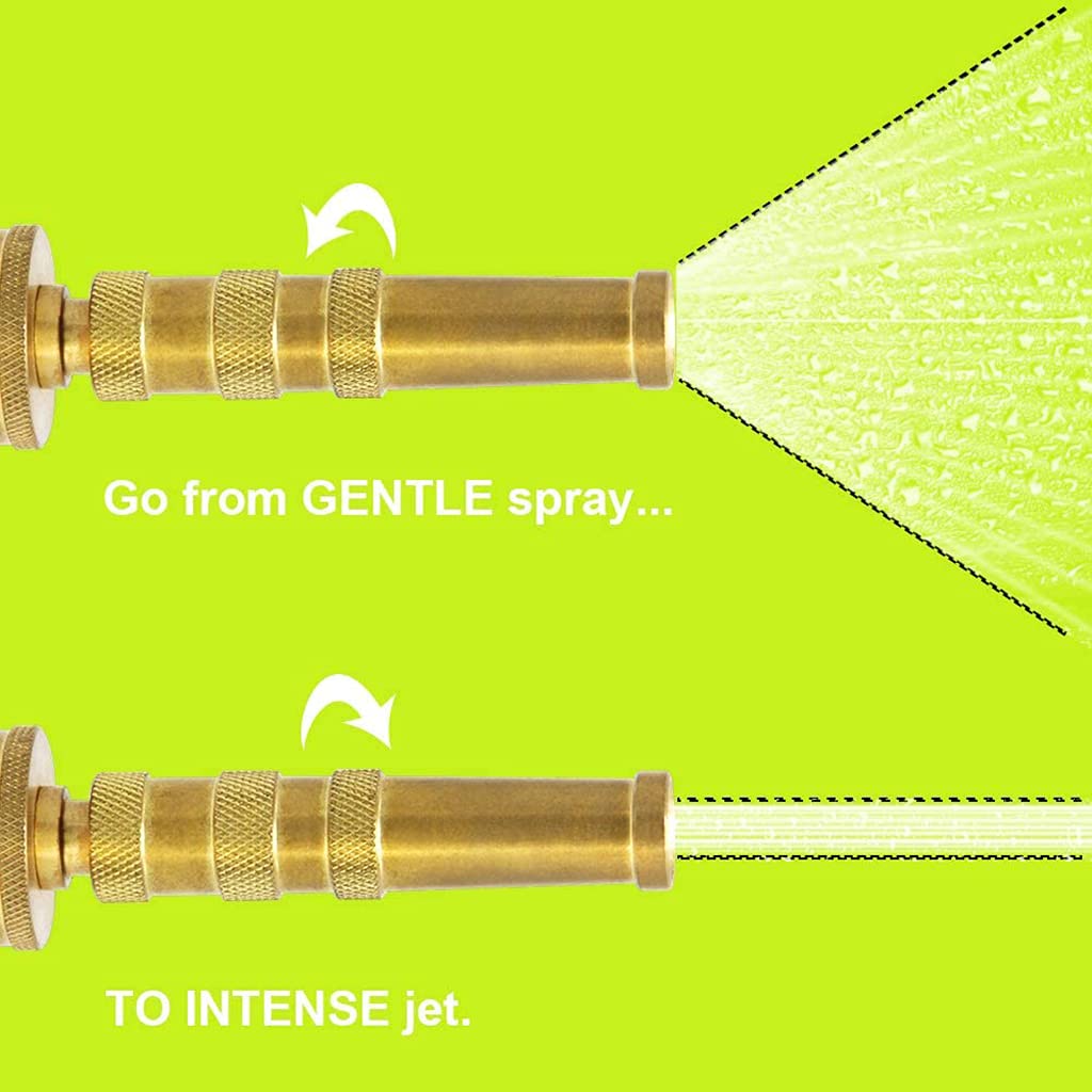 2Pcs Heavy Duty Solid Brass Adjustable Twist Hose Nozzle - High Pressure Jet Sweeping Sprayer for Car Wash, Watering Flowers, Garden & Outdoor Cleaning - Durable Spray Gun Attachment for Home & Garden Use