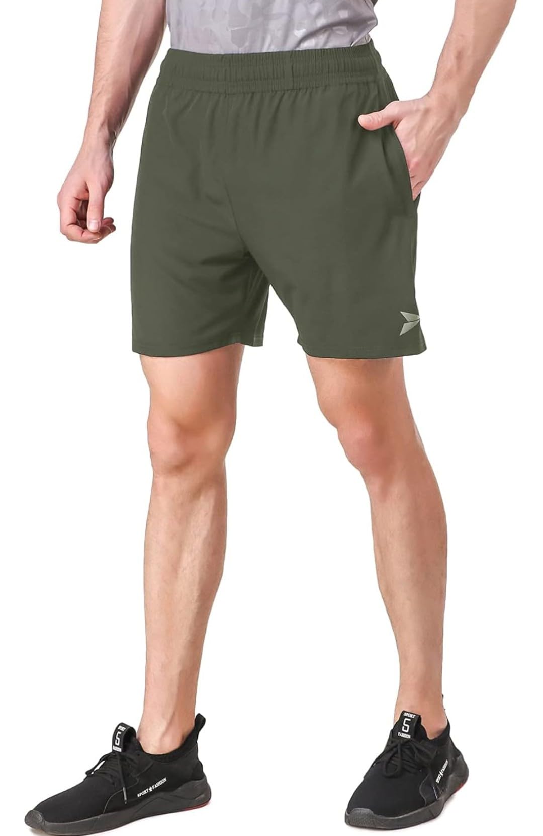 Men's 4-Way Stretch Lycra Sports Shorts with Zipper Pockets - Sizes L(28-30), XL(32), 2XL(34), 3XL(36), 4XL(38), 5XL(40) - Gym, Running & Outdoor Activities