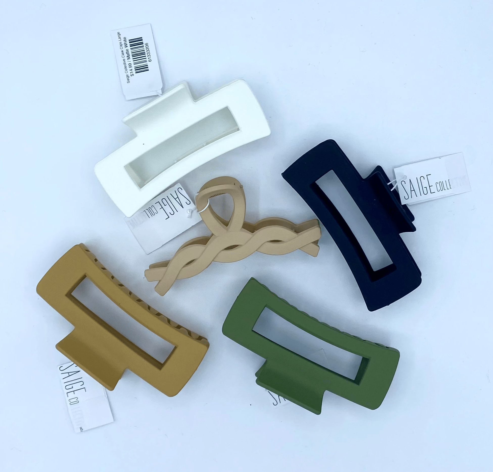Saige Collective Large Hair Claw Clips for Women - Strong Hold Hair Clips for Thick Hair, Ponytail, Bun & Updo Hairstyles - Perfect for Work, Gym, Travel & Everyday Use