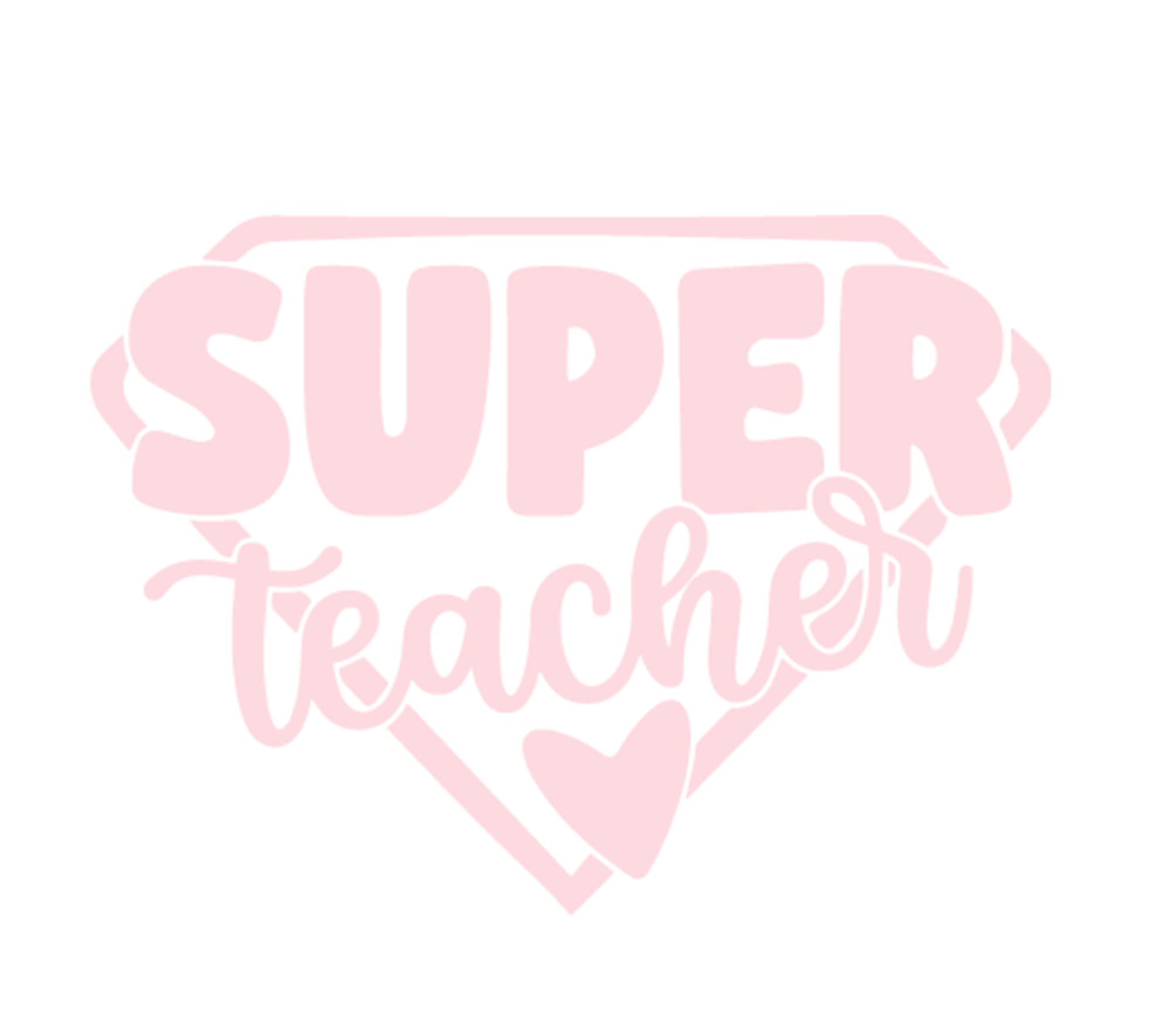 Super Teacher Iron On Decal - School Teacher Transfer Vinyl Patch - HTV Ready to Press - Custom Size & Color - 5 Minute Application - Perfect for T-Shirts, Tote Bags & School Supplies (Pink)