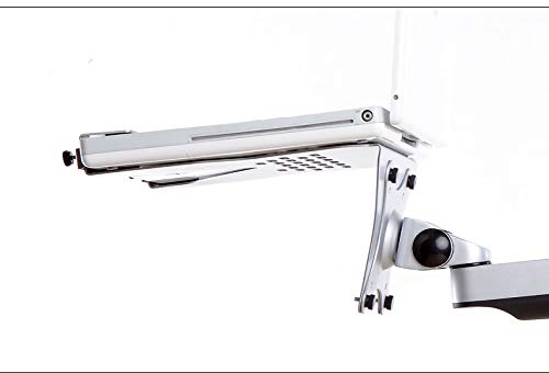 Dual Arm Aluminum Monitor Stand for 15-30 Inch Screens with Laptop Tray (10-15.6 Inch) - Full Motion Adjustable Desk Mount with 40cm Pole - Perfect for Home Office, Gaming Setup & Workspace Organization